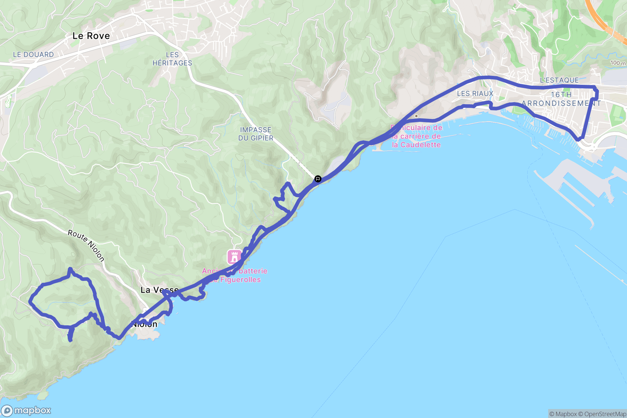 Le Rove : carte du parcours de randonnée - France