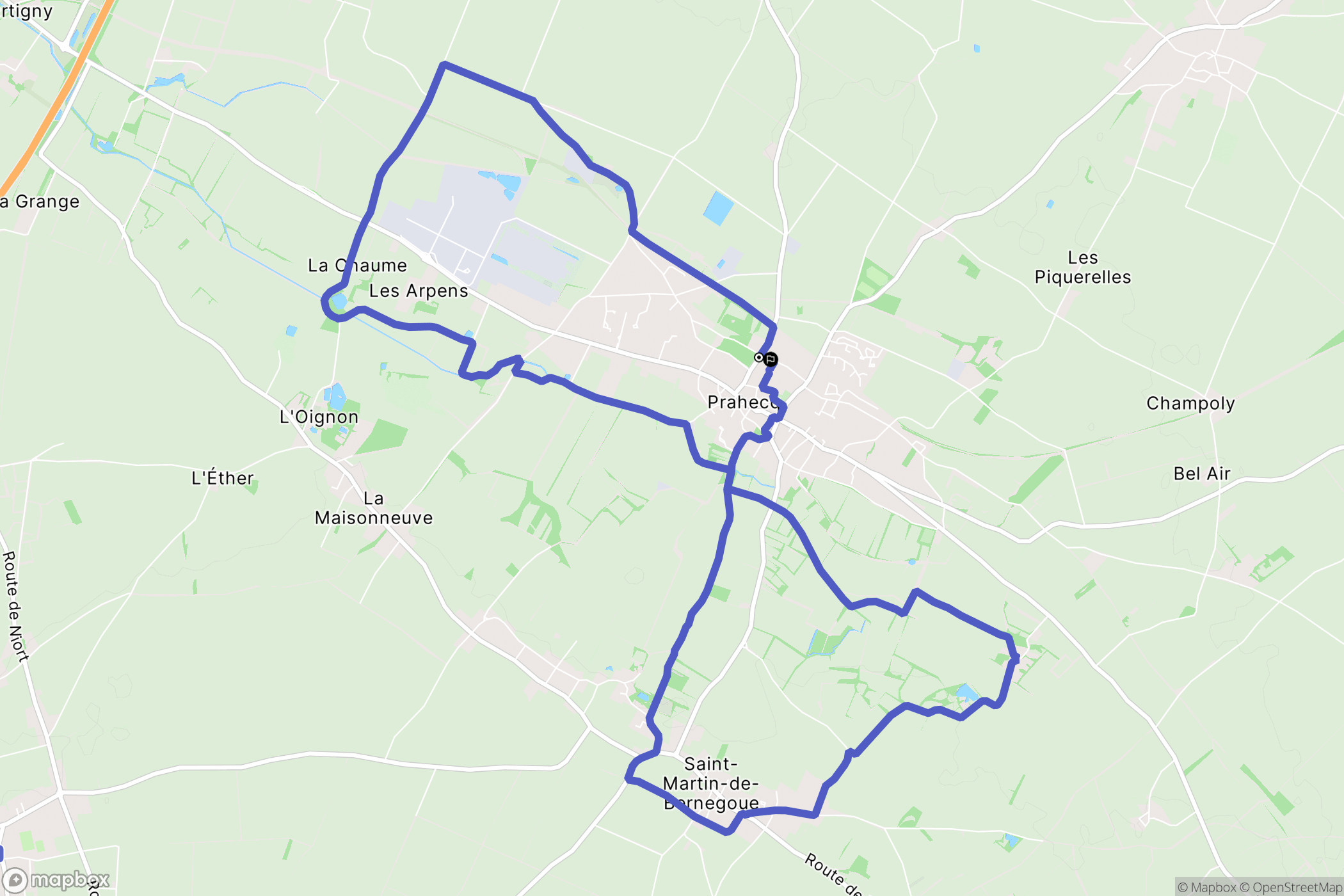 Prahecq : carte du parcours de randonnée - France