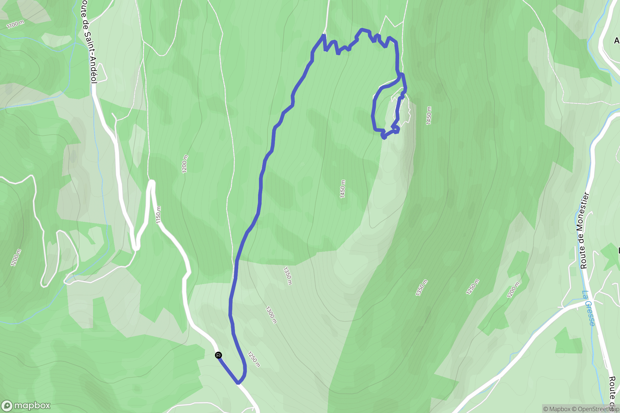 Gresse-en-Vercors : carte du parcours de randonnée - France