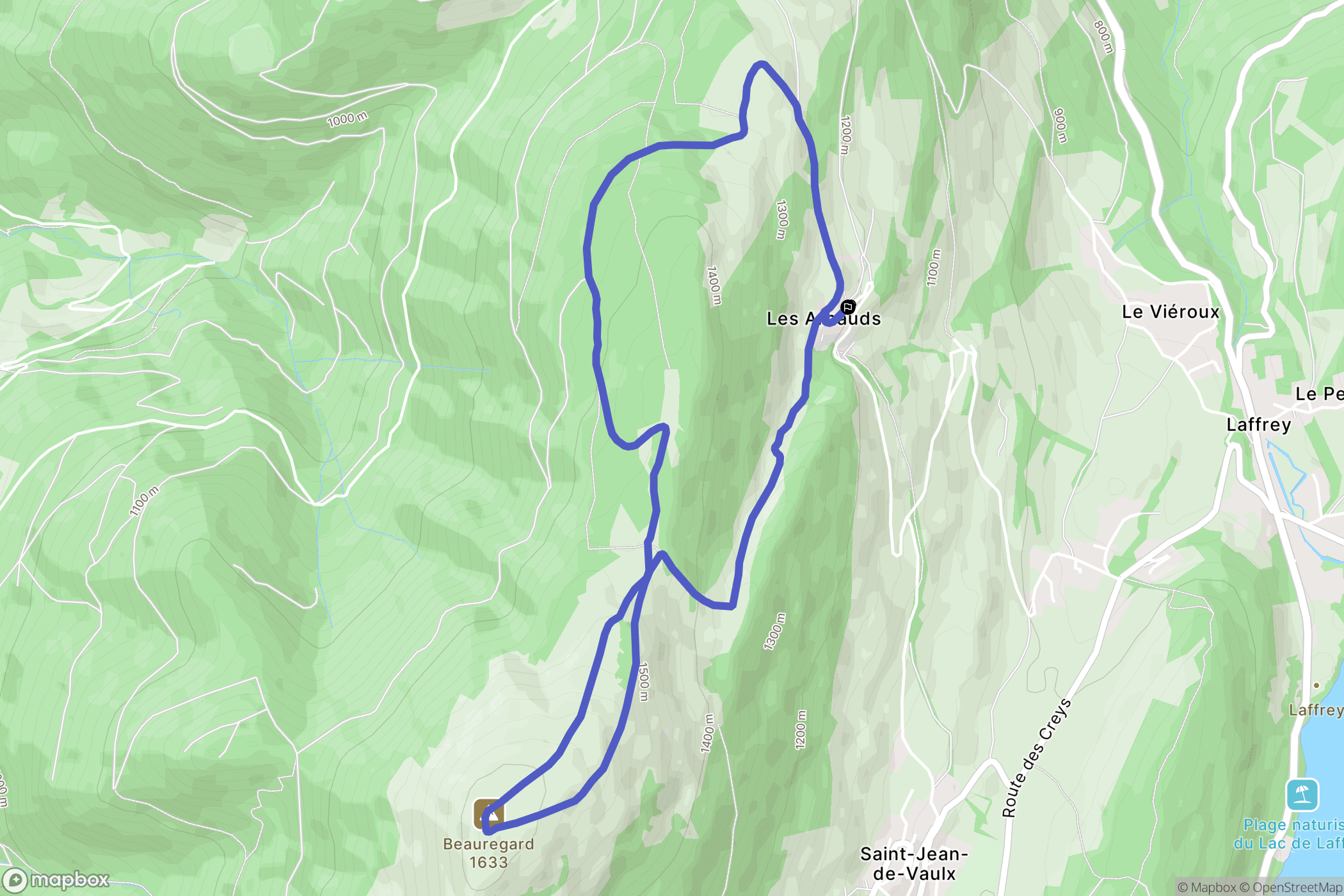 Saint-Jean-de-Vaulx : carte du parcours de randonnée - France