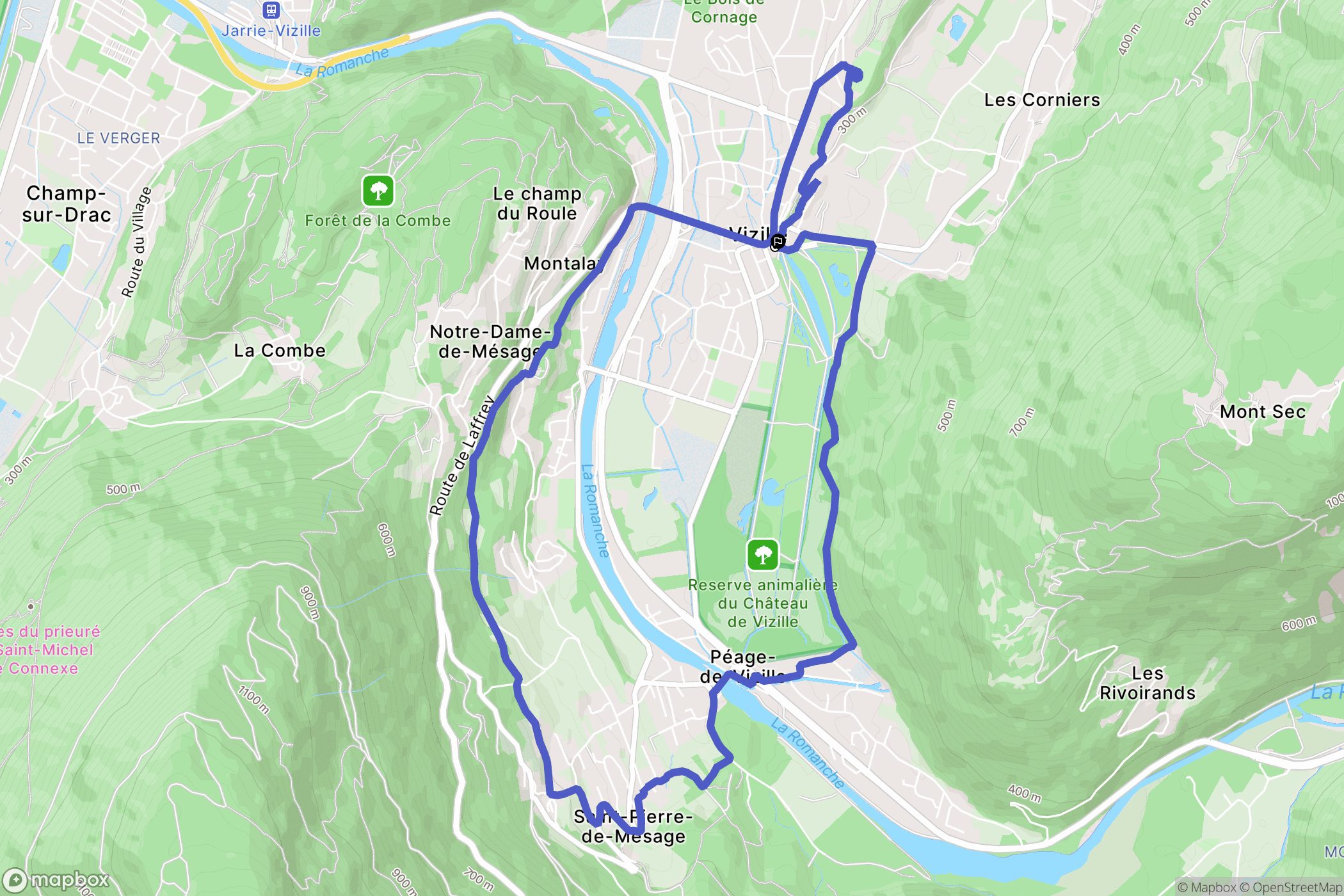Vizille : carte du parcours de randonnée - France