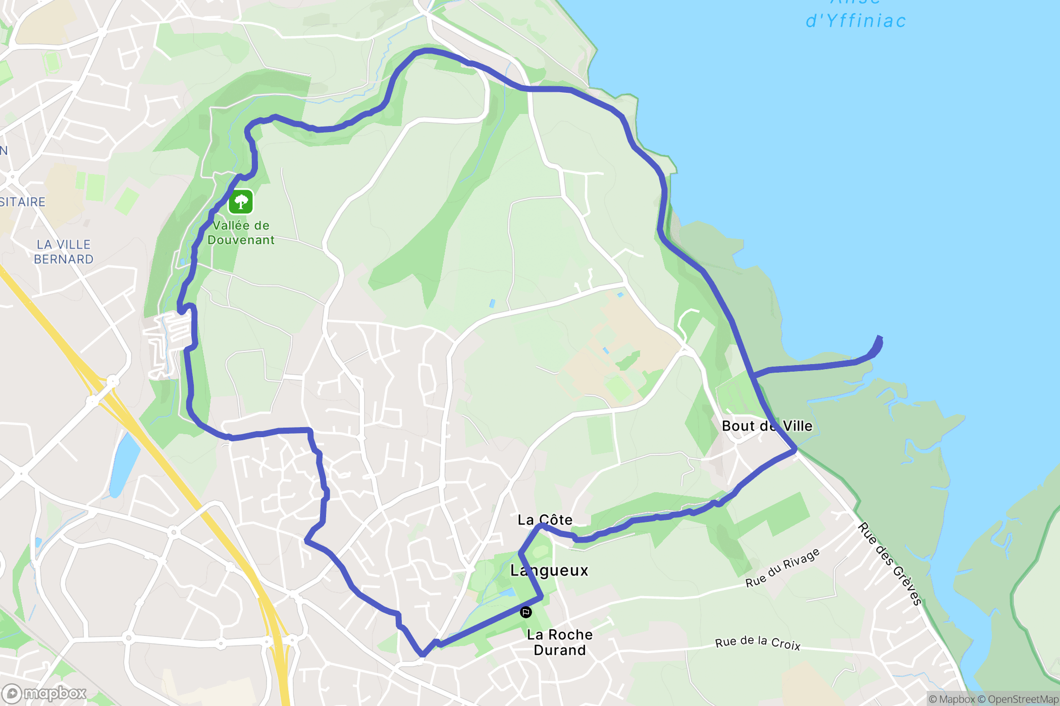 Langueux : carte du parcours de randonnée - France