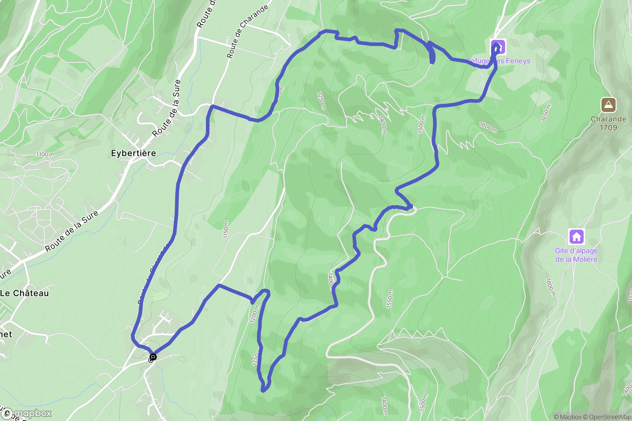 Autrans-Méaudre en Vercors : carte du parcours de randonnée - France