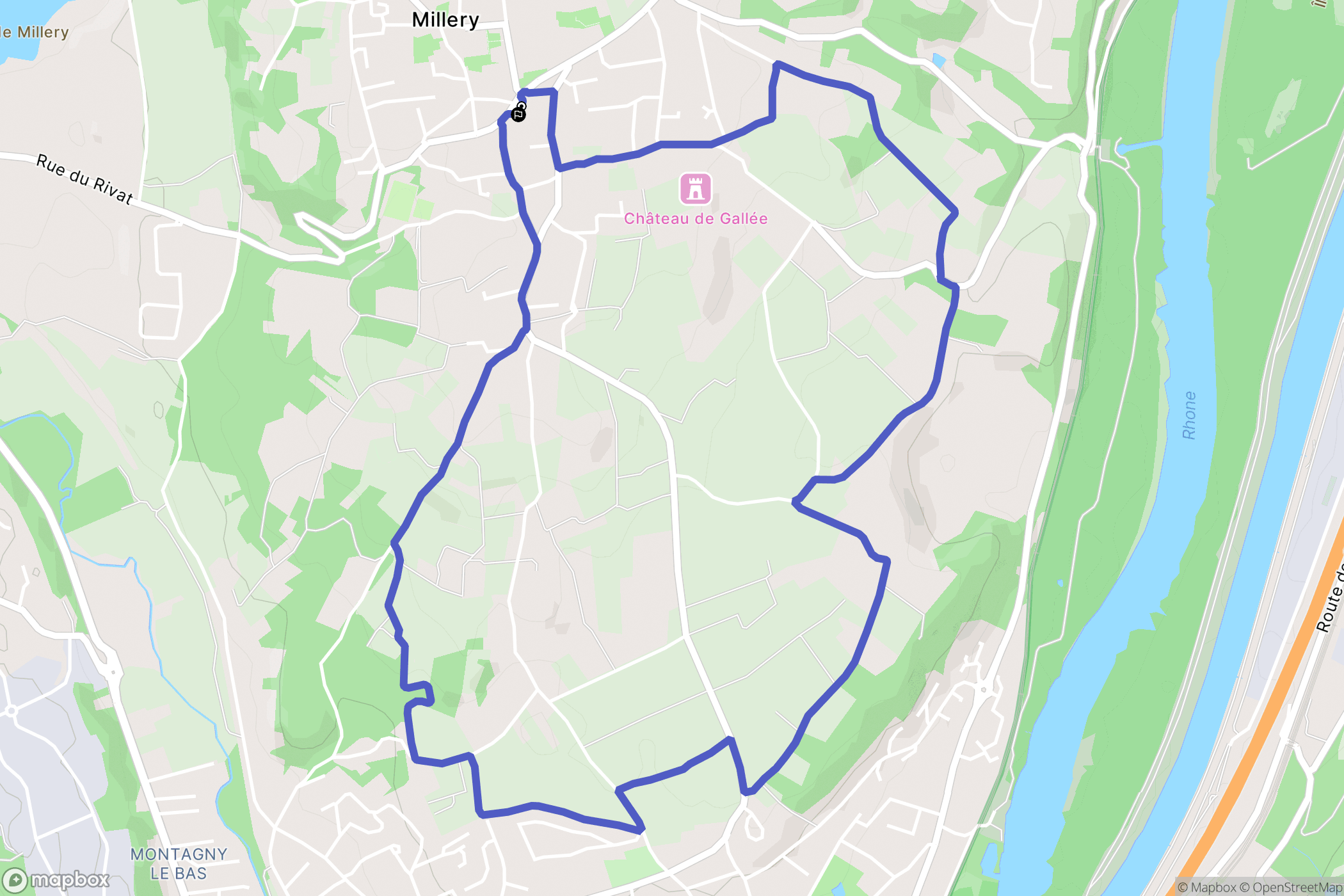 Millery : carte du parcours de randonnée - France