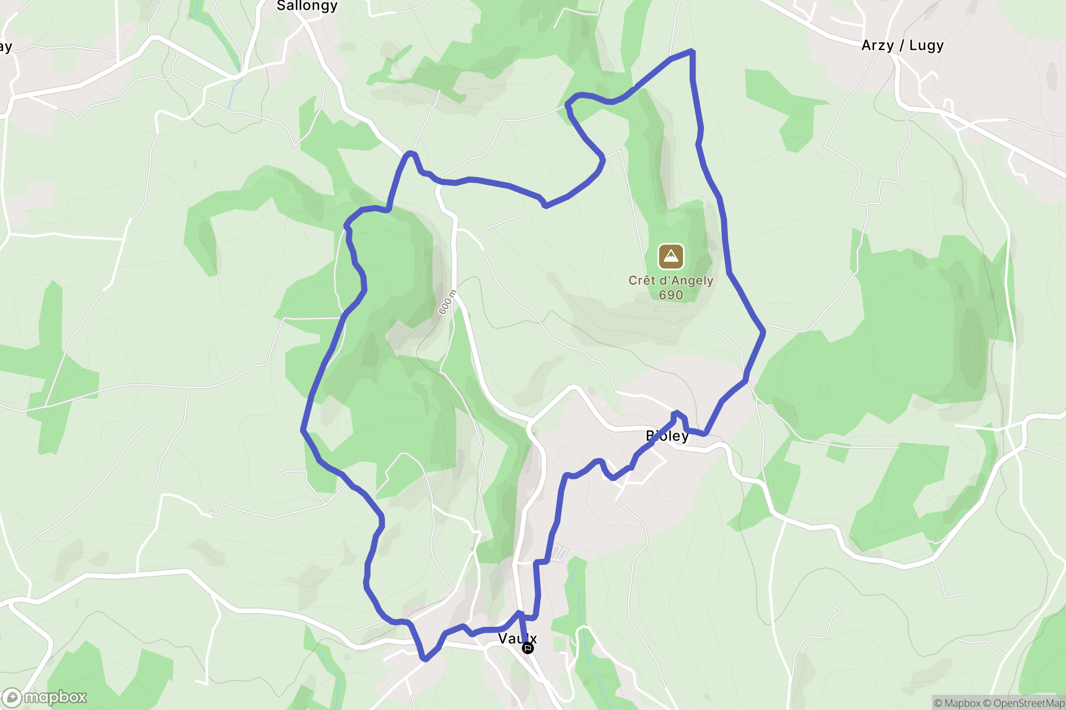 Vaulx : carte du parcours de randonnée - France