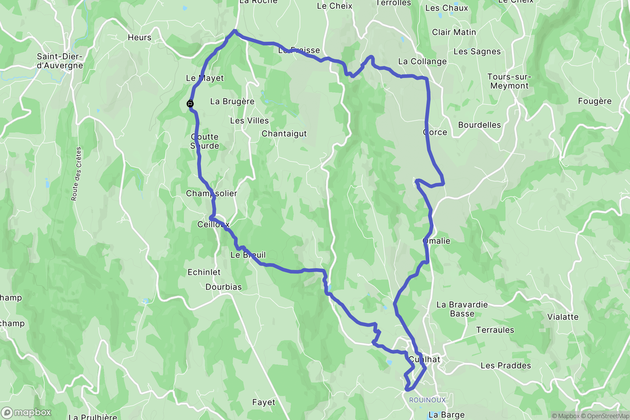 Ceilloux : carte du parcours de randonnée - France