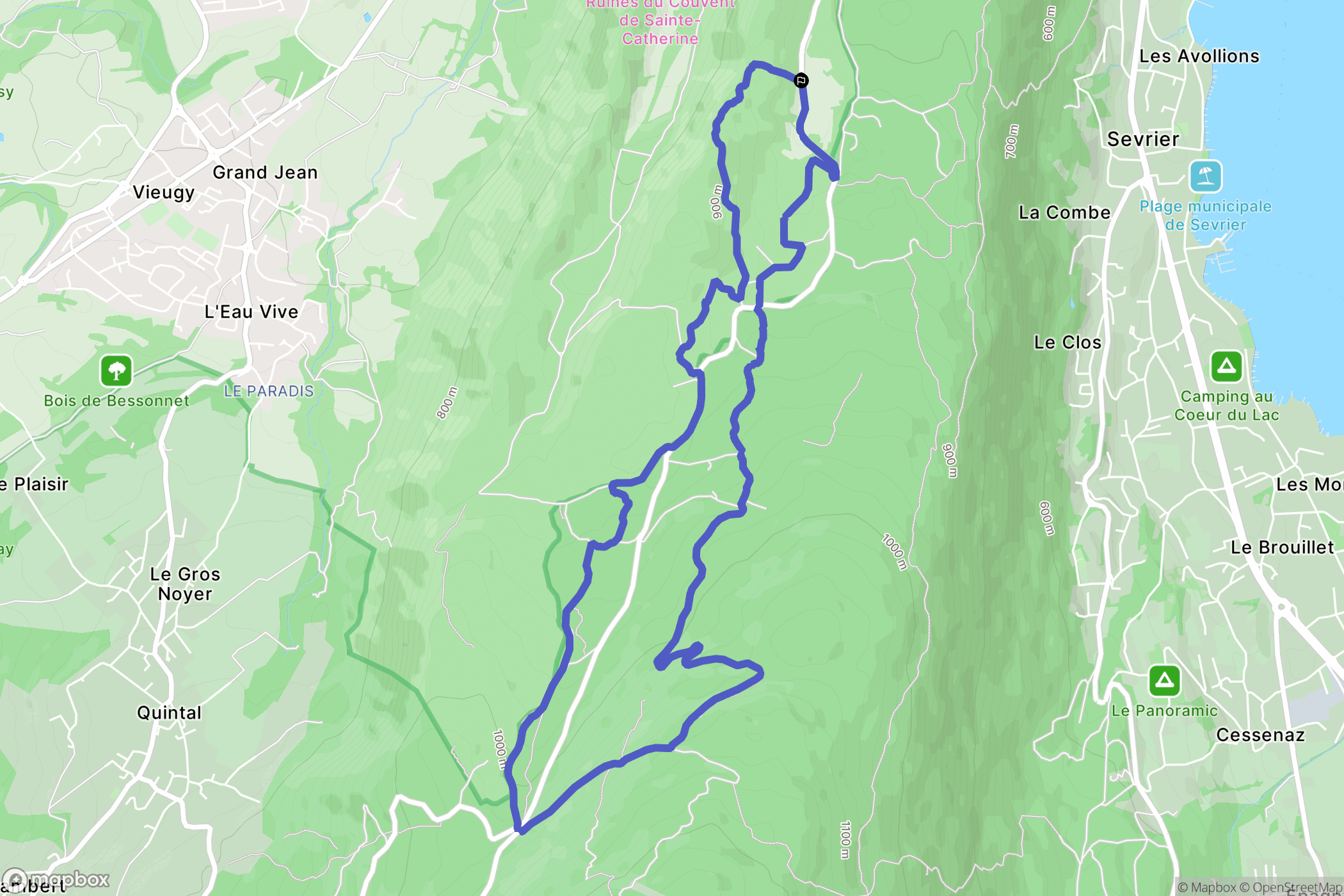 Sévrier : carte du parcours de randonnée - France