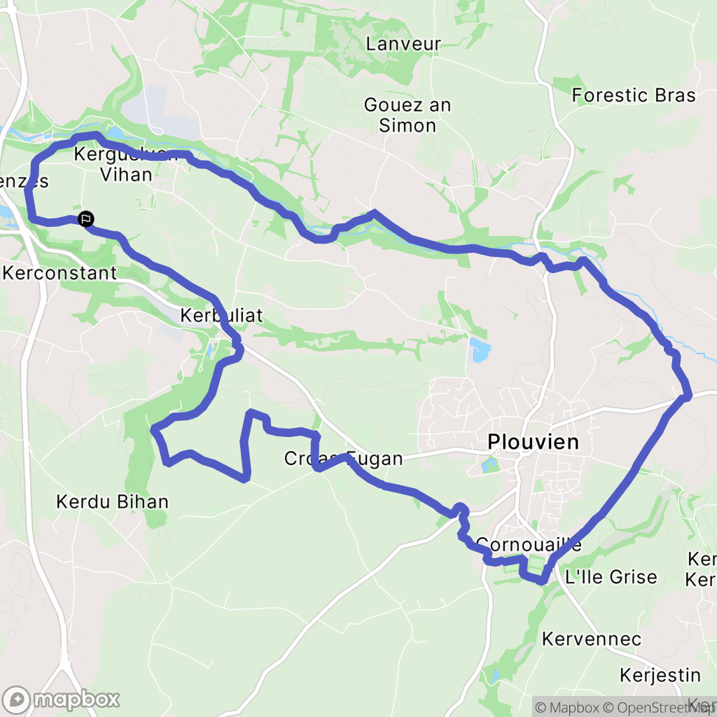 Plouvien : carte du parcours de randonnée - France