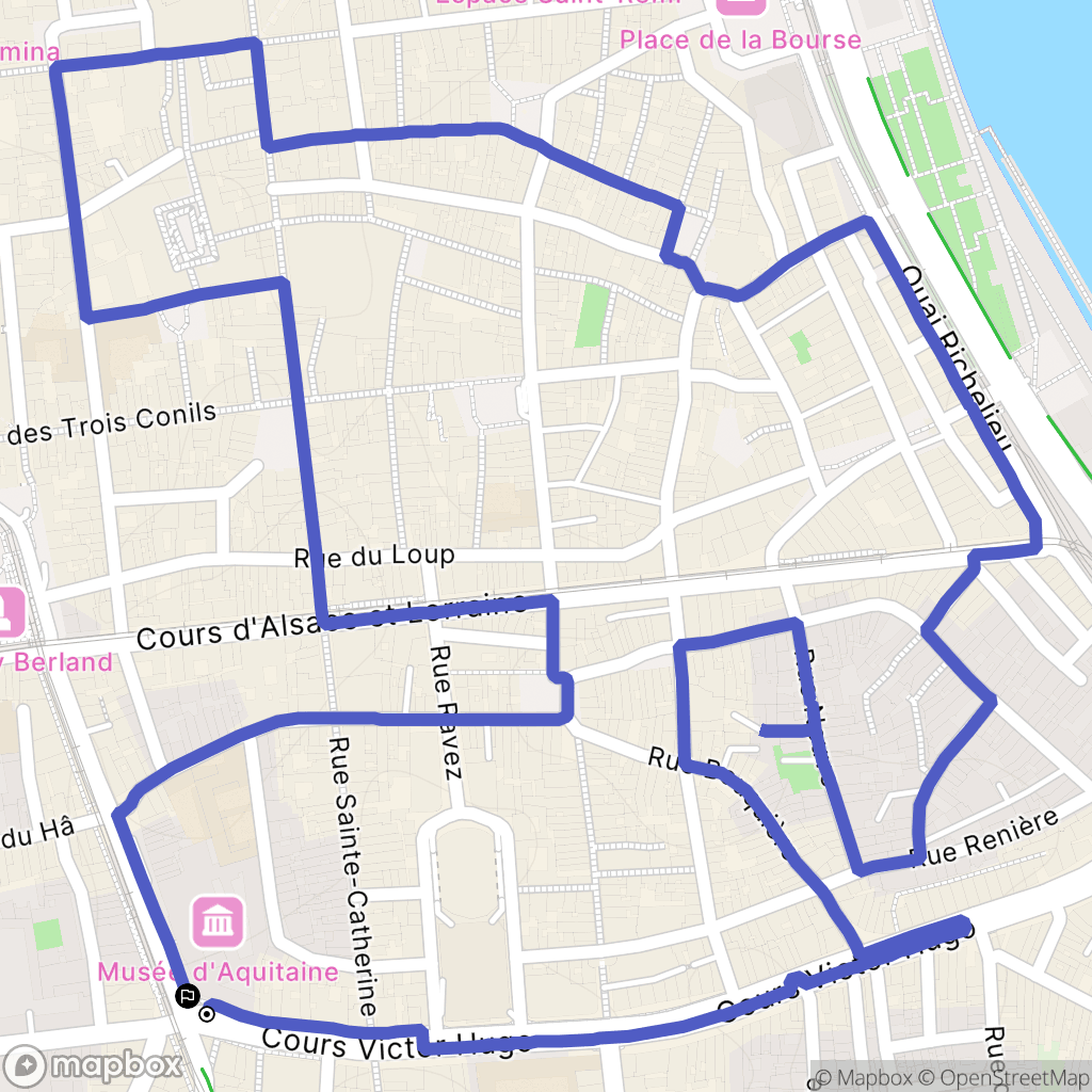 Bordeaux : carte du parcours de randonnée - France