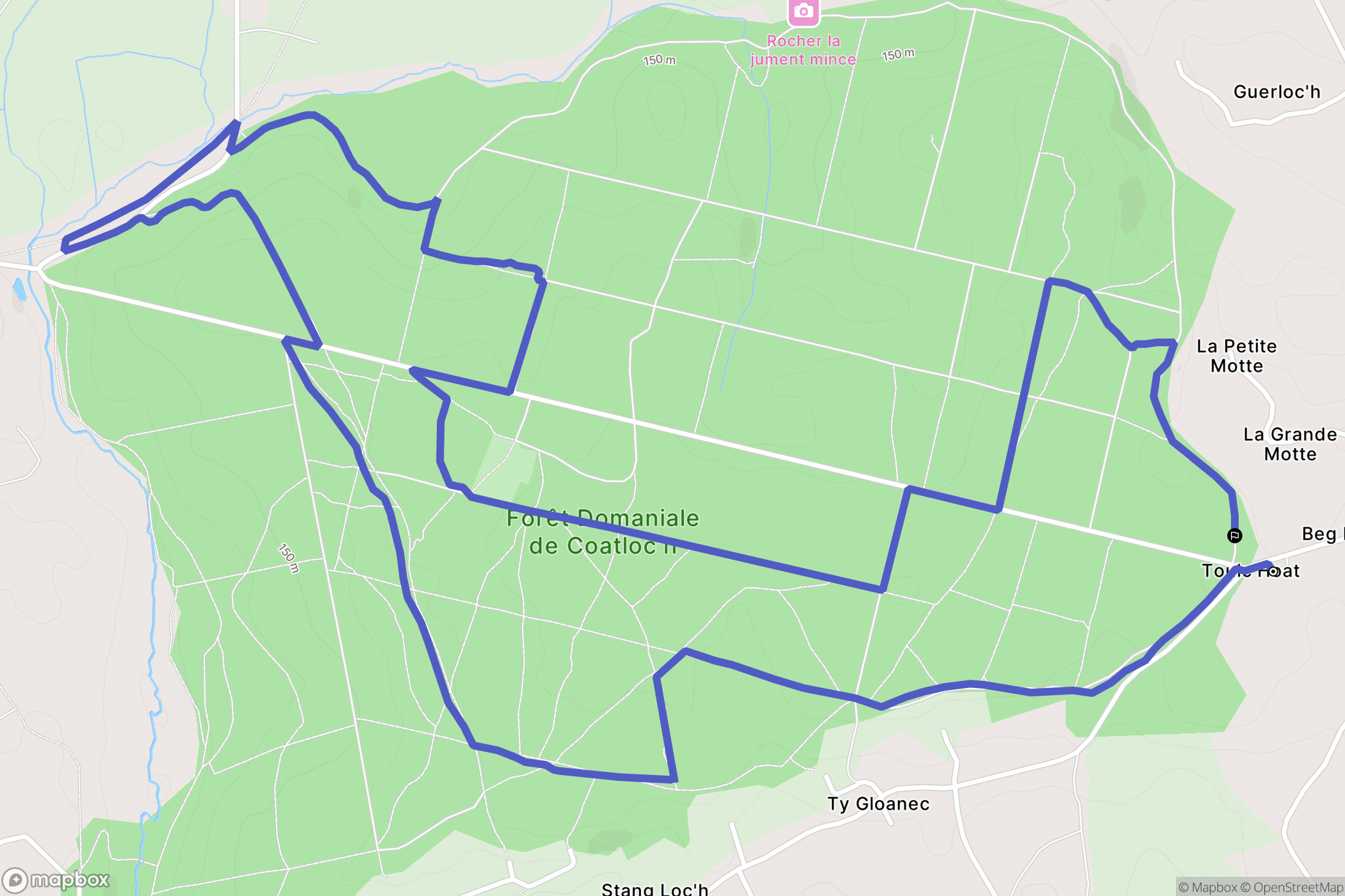 Scaër : carte du parcours de randonnée - France