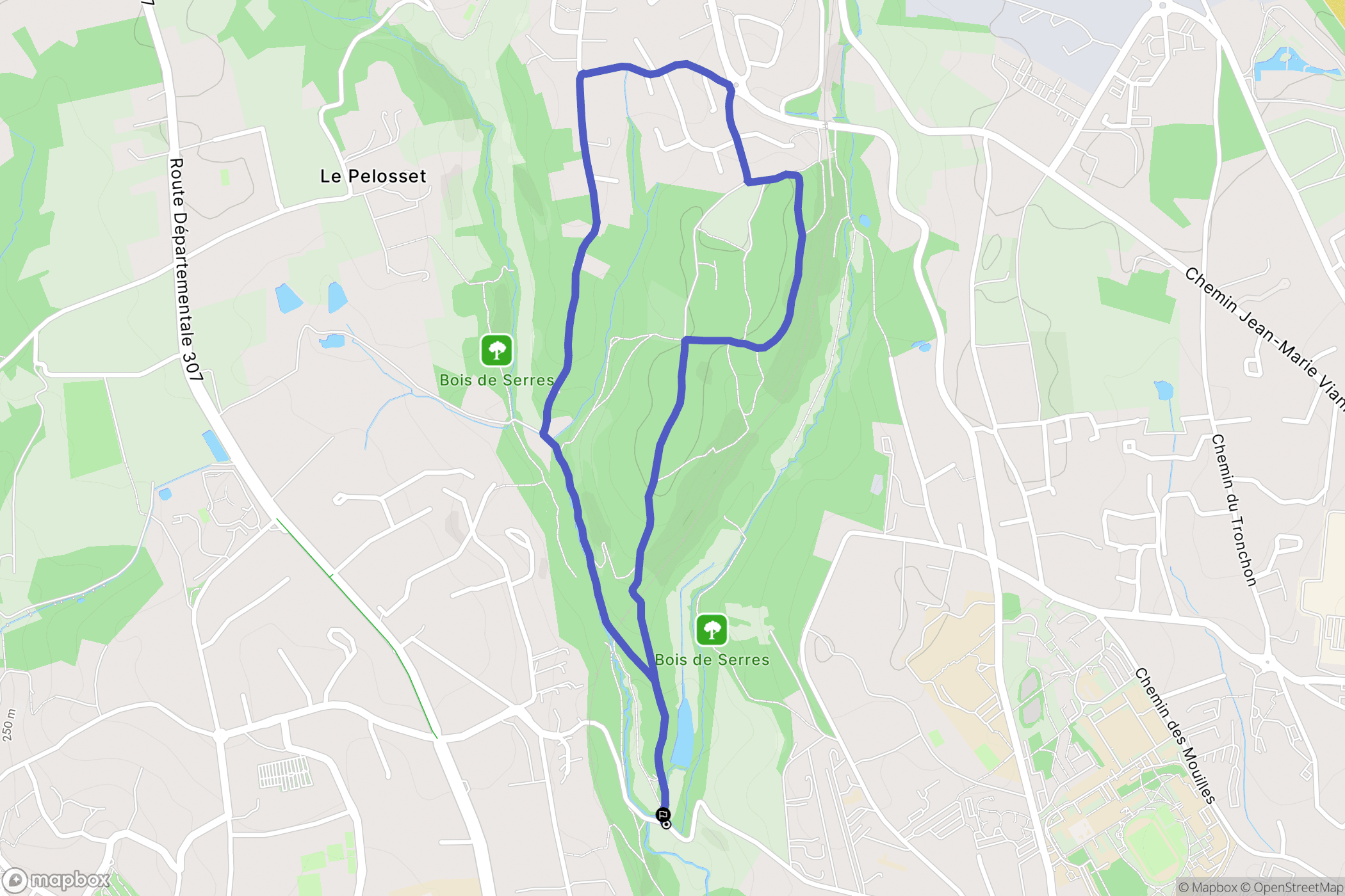 Ecully : carte du parcours de randonnée - France