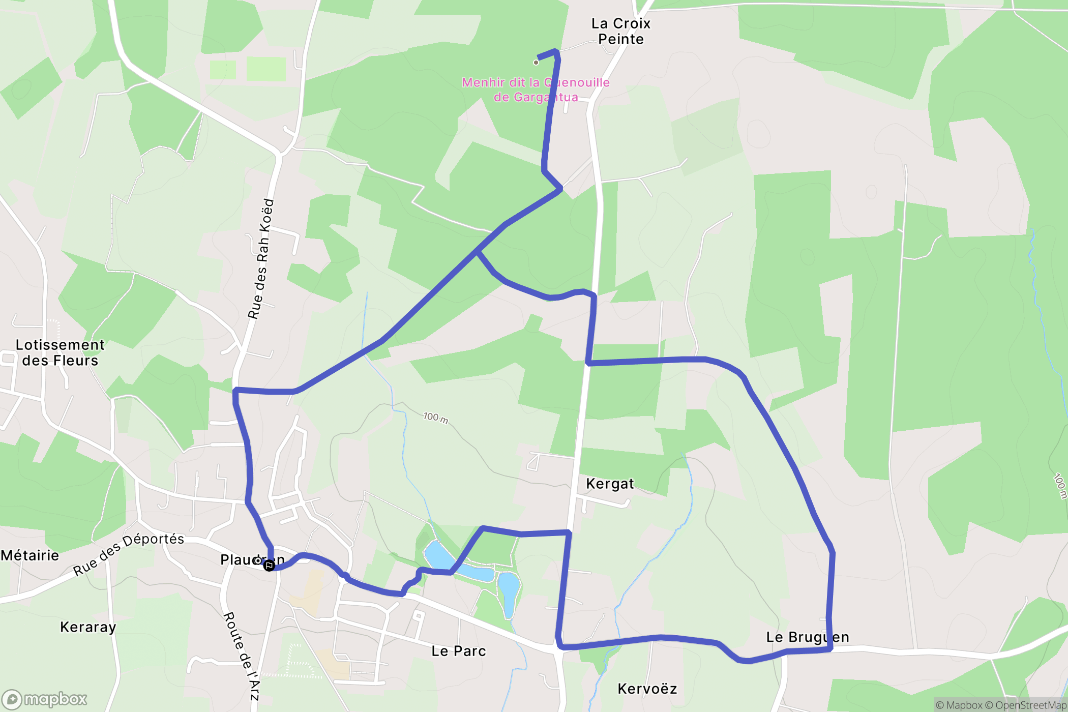 Plaudren : carte du parcours de randonnée - France