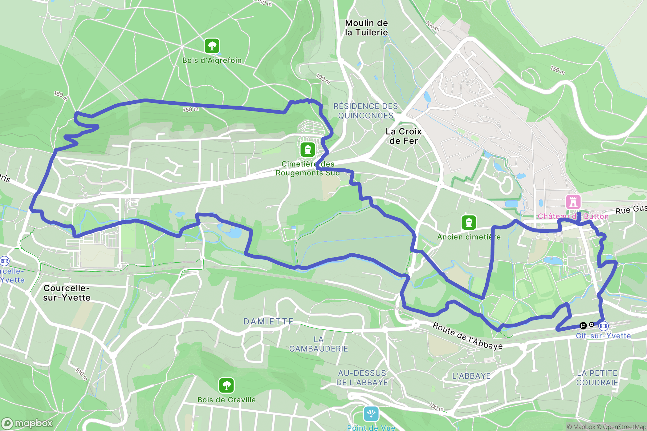 Gif-sur-Yvette : carte du parcours de randonnée - France