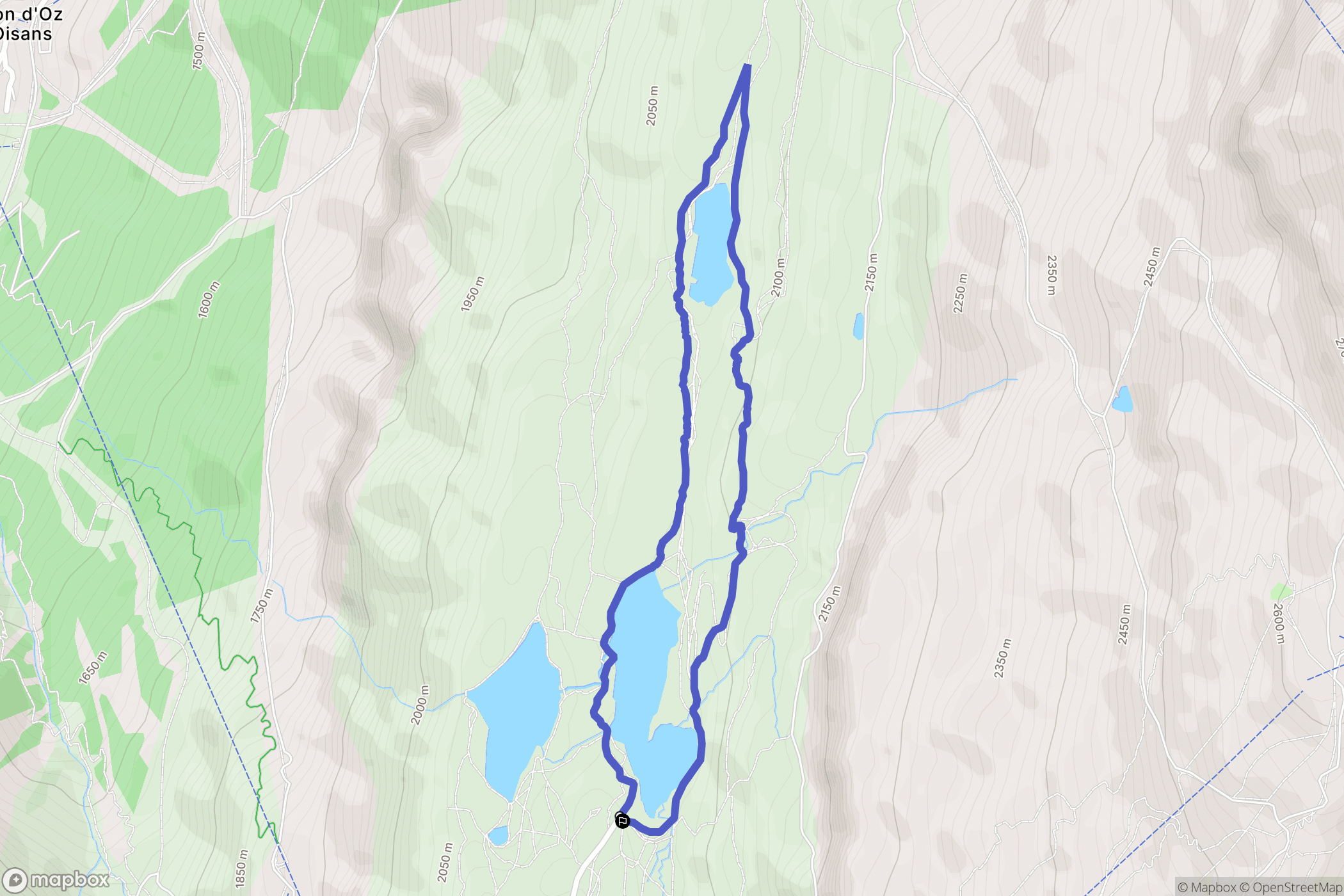 L'Alpe d'Huez : carte du parcours de randonnée - France