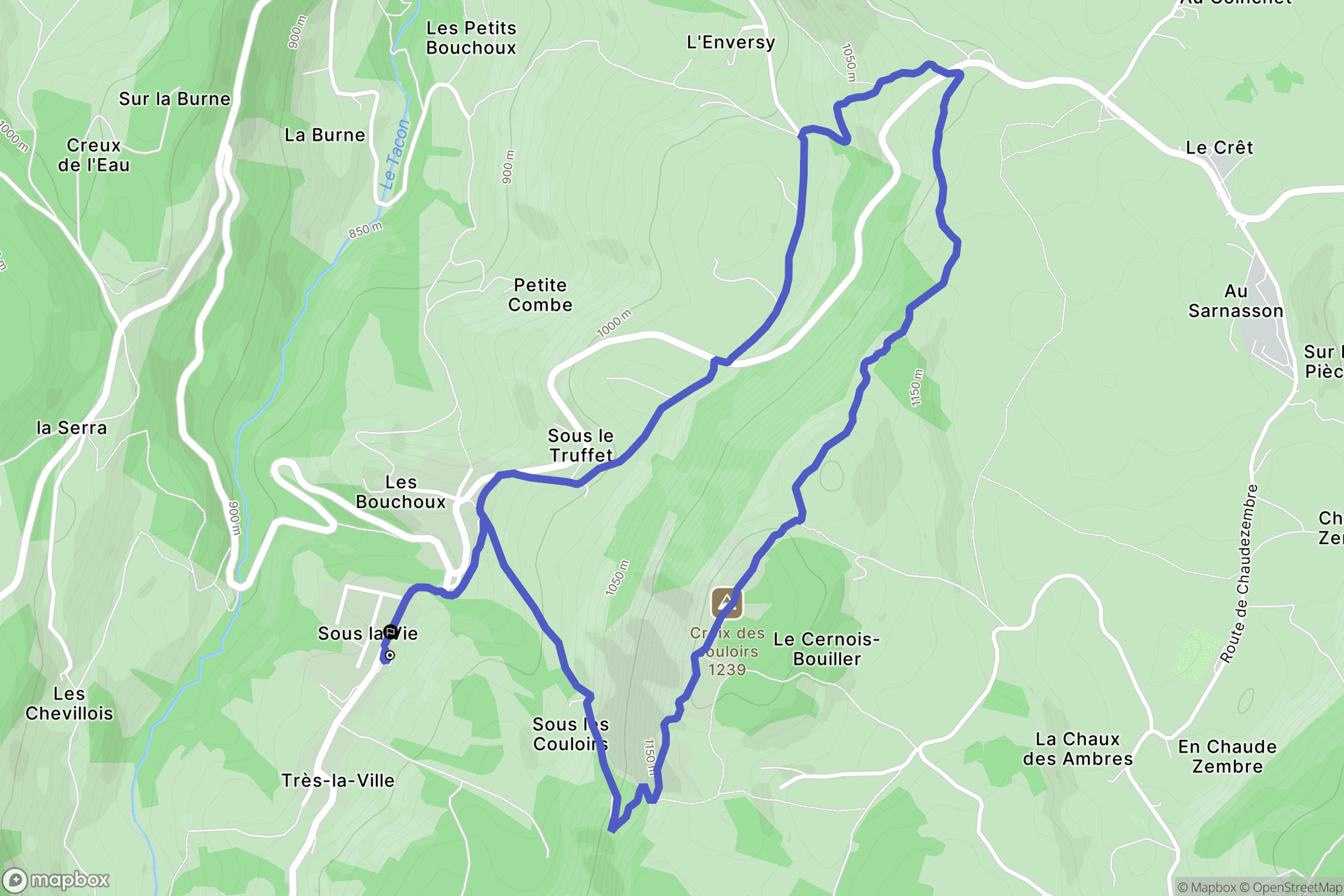 Les Bouchoux : carte du parcours de randonnée - France