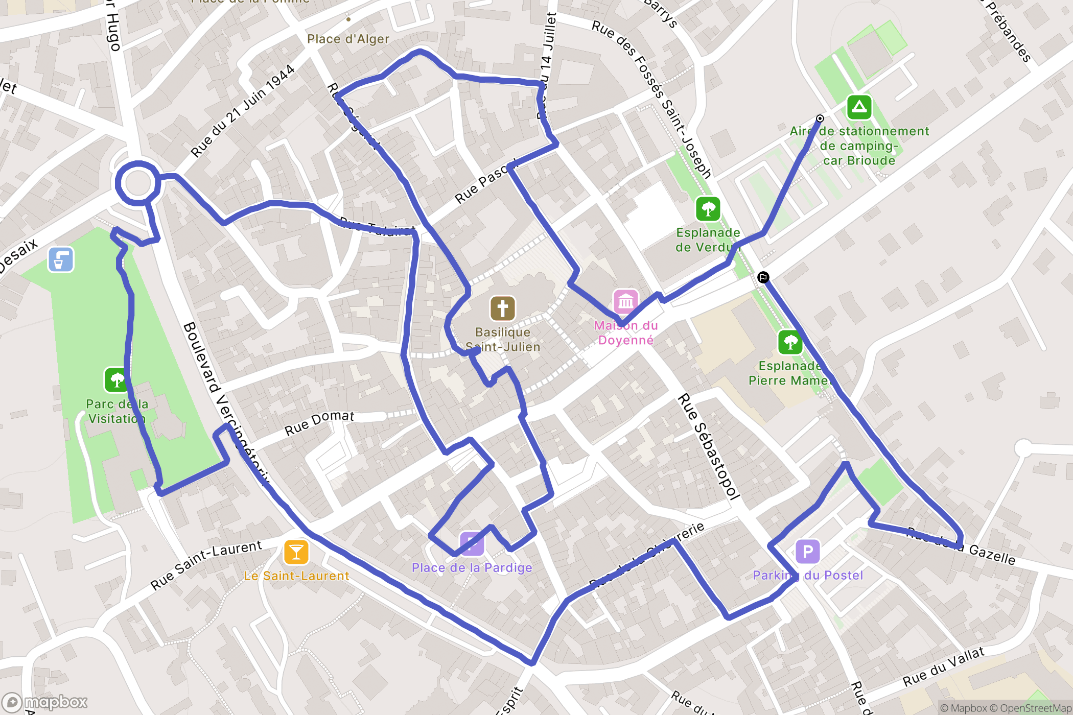 Brioude : carte du parcours de randonnée - France