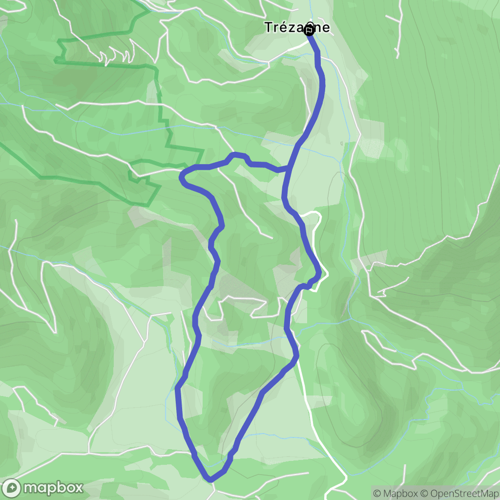 Trézanne : carte du parcours de randonnée - France