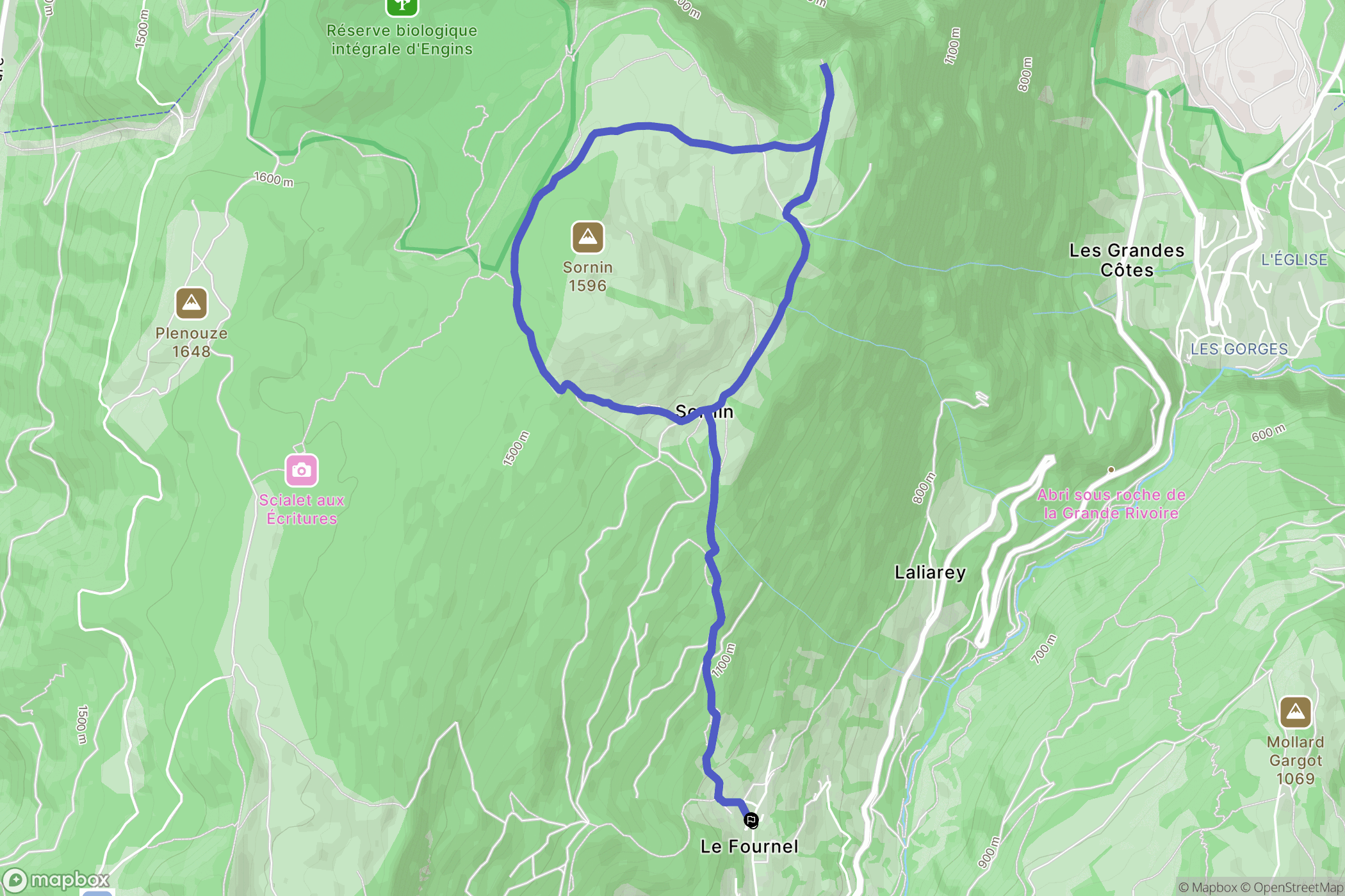 Engins : carte du parcours de randonnée - France