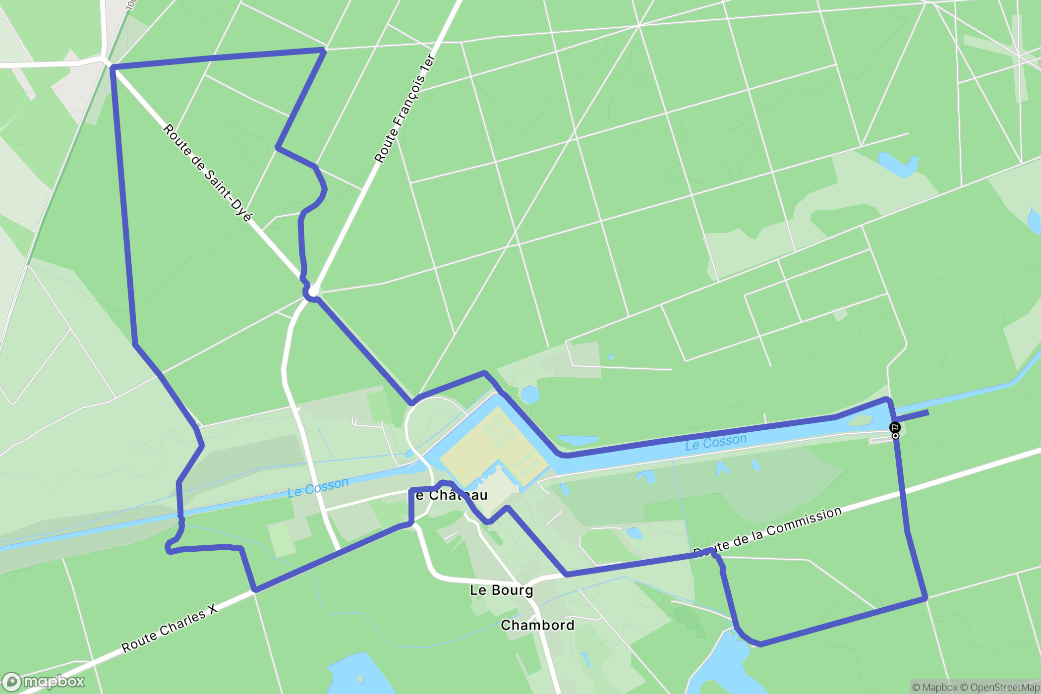Chambord : carte du parcours de randonnée - France