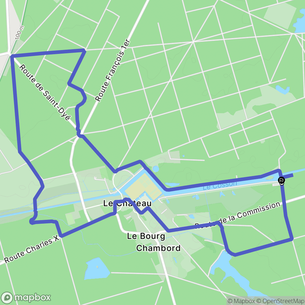 Chambord : carte du parcours de randonnée - France