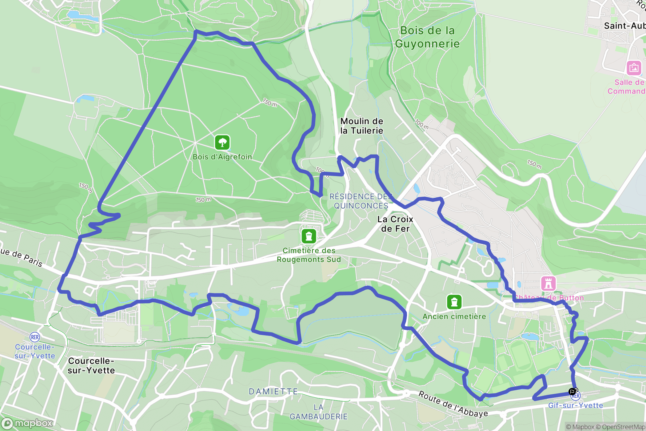 Gif-sur-Yvette : carte du parcours de randonnée - France