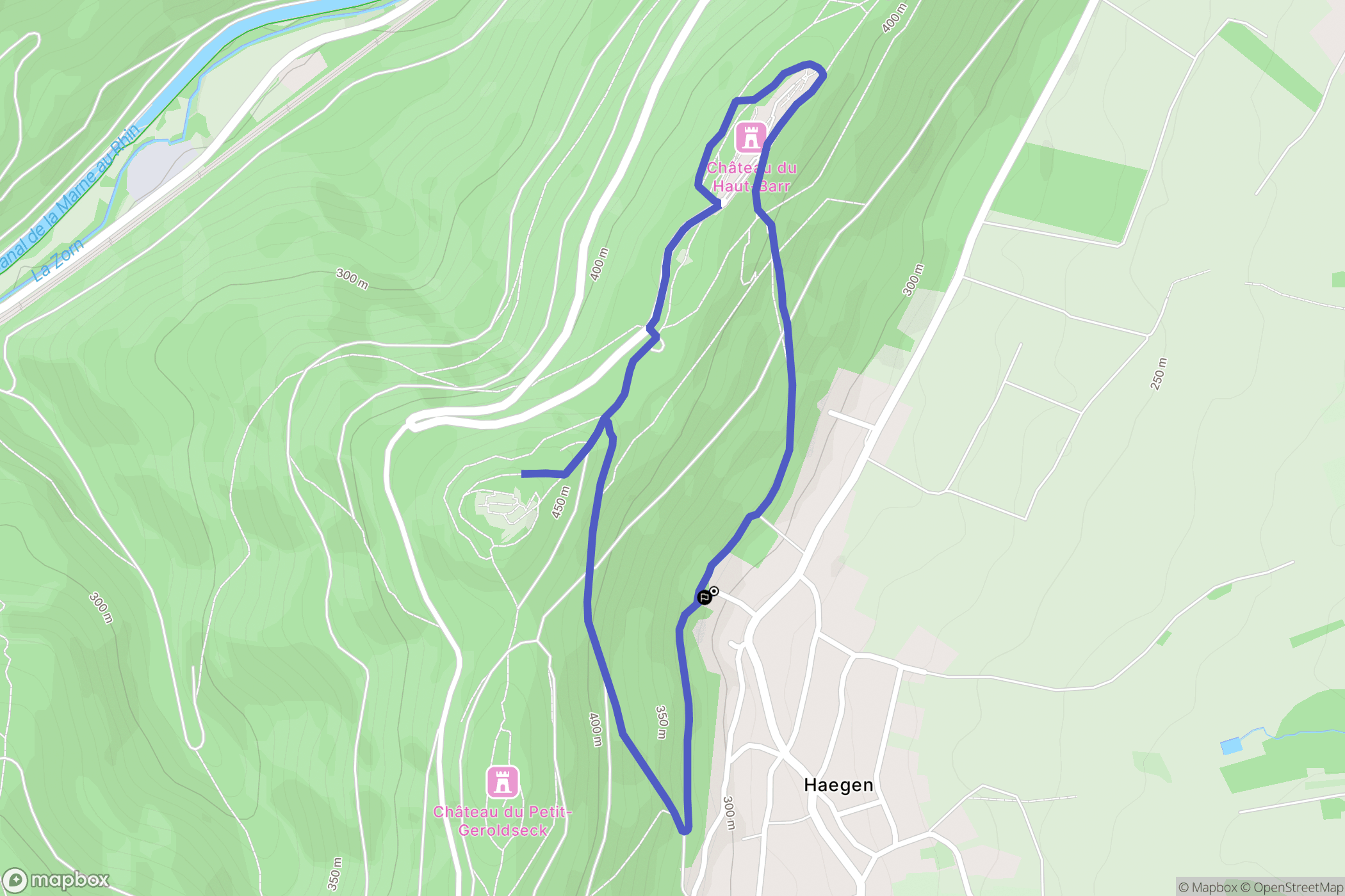 Haegen : carte du parcours de randonnée - France