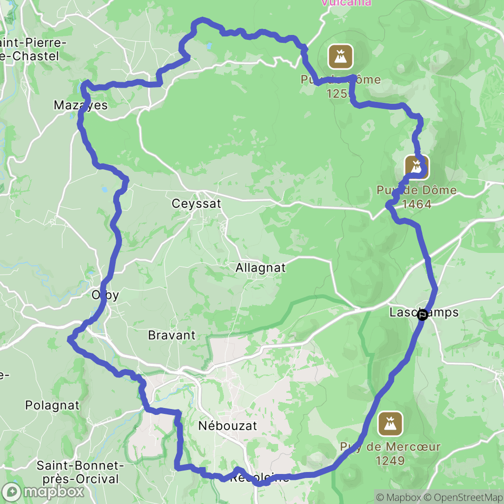 Laschamps : carte du parcours de randonnée - France