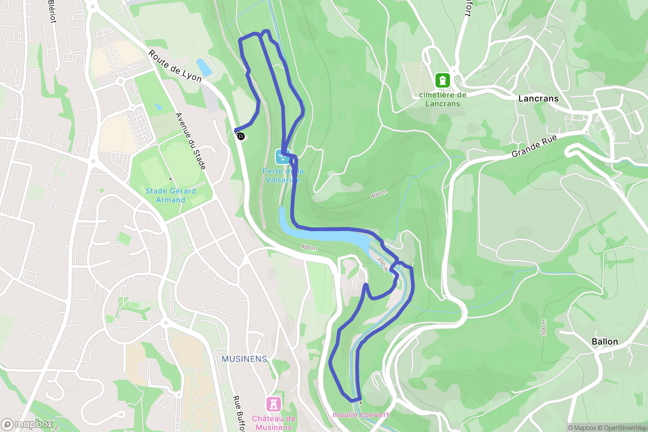 Valserhône : carte du parcours de randonnée - France