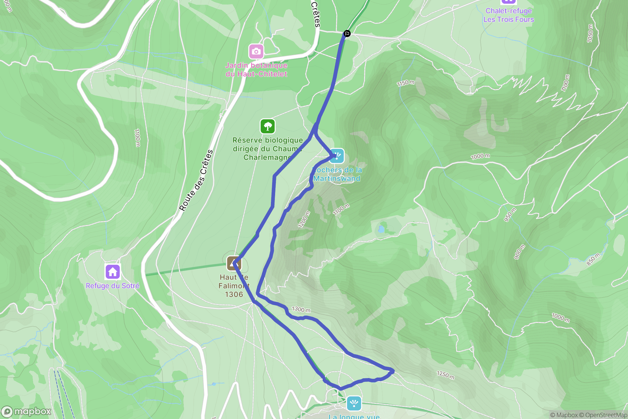 Xonrupt-Longemer : carte du parcours de randonnée - France