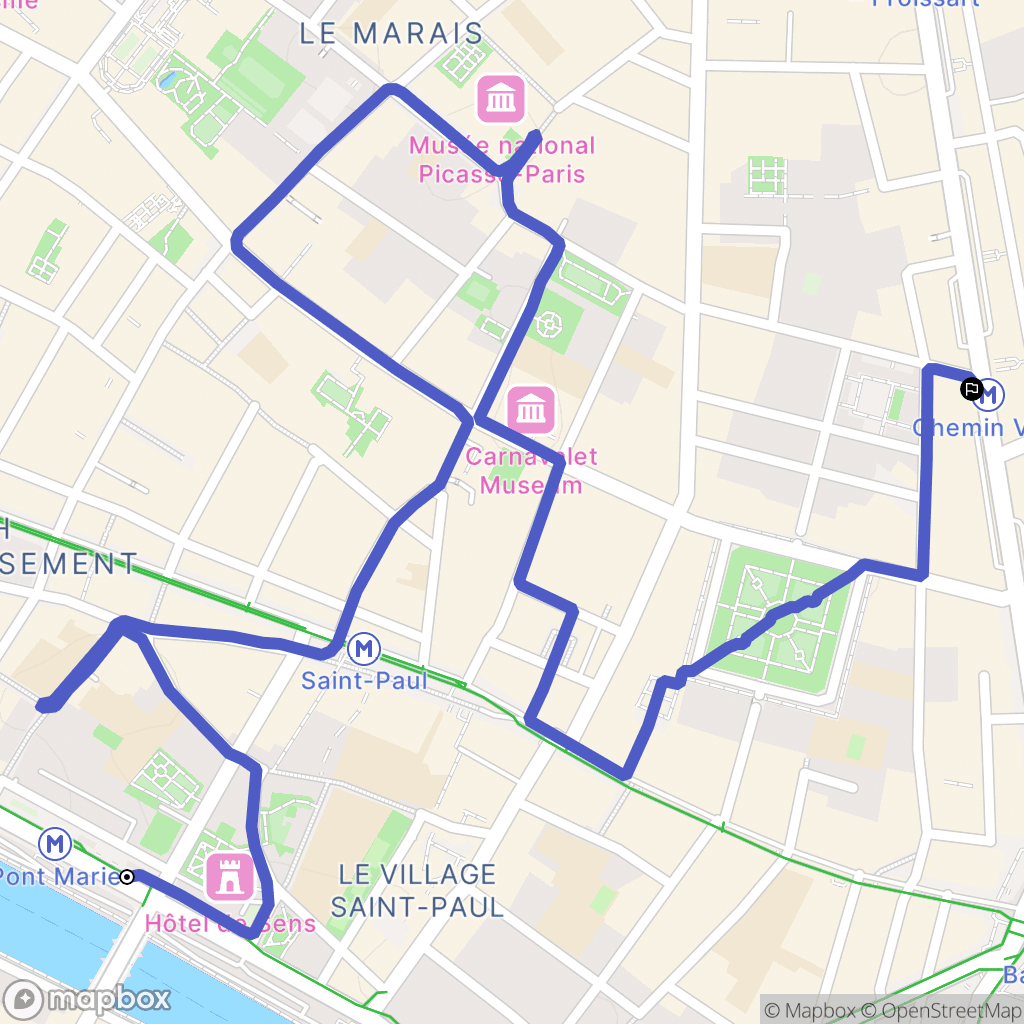 Paris : carte du parcours de randonnée - France