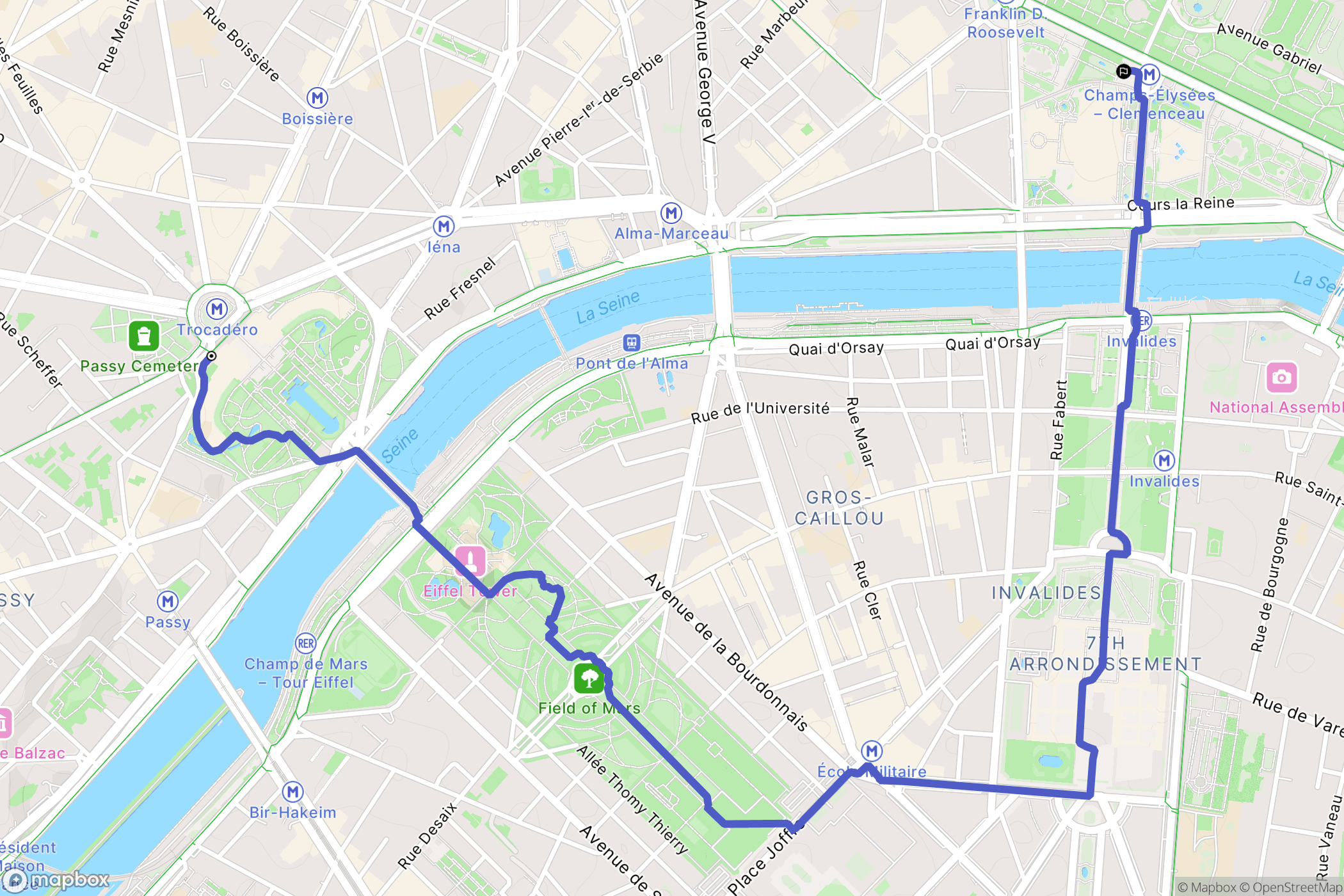Paris : carte du parcours de randonnée - France