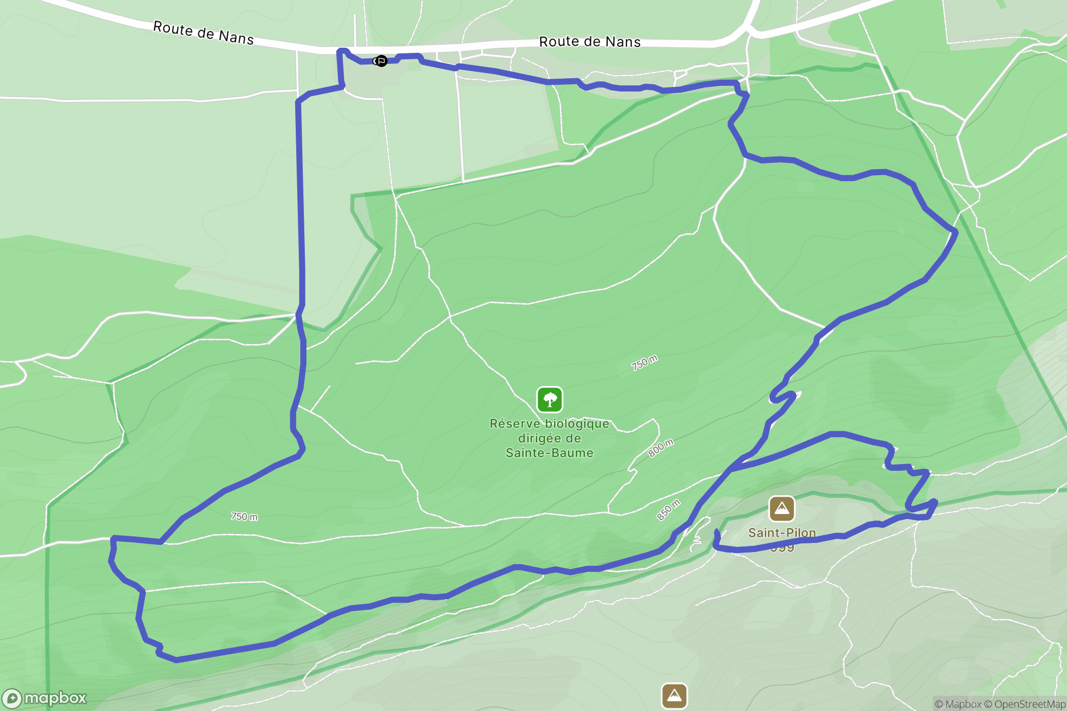 Plan-d'Aups-Sainte-Baume : carte du parcours de randonnée - France