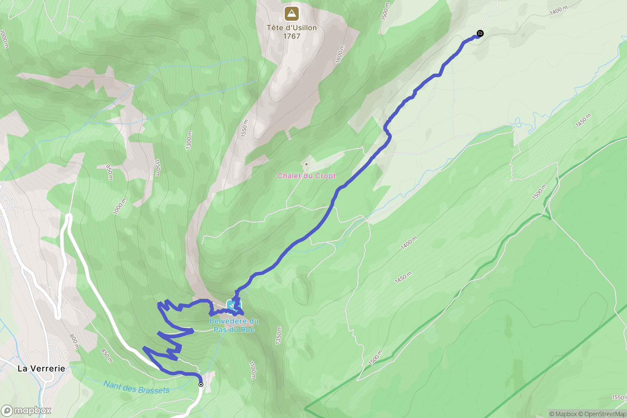 Nant-Sec : carte du parcours de randonnée - France