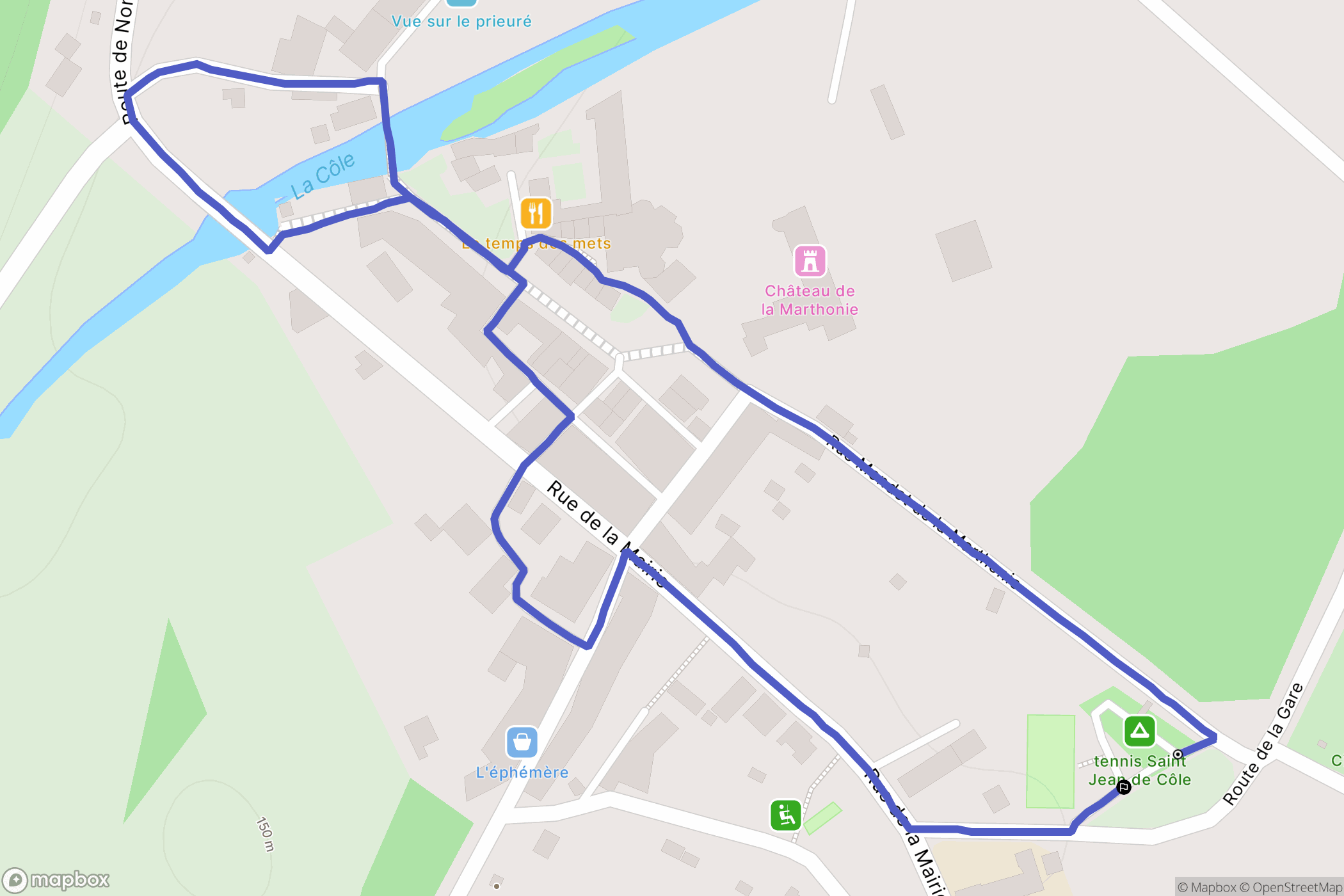 Saint-Jean-de-Côle : carte du parcours de randonnée - France