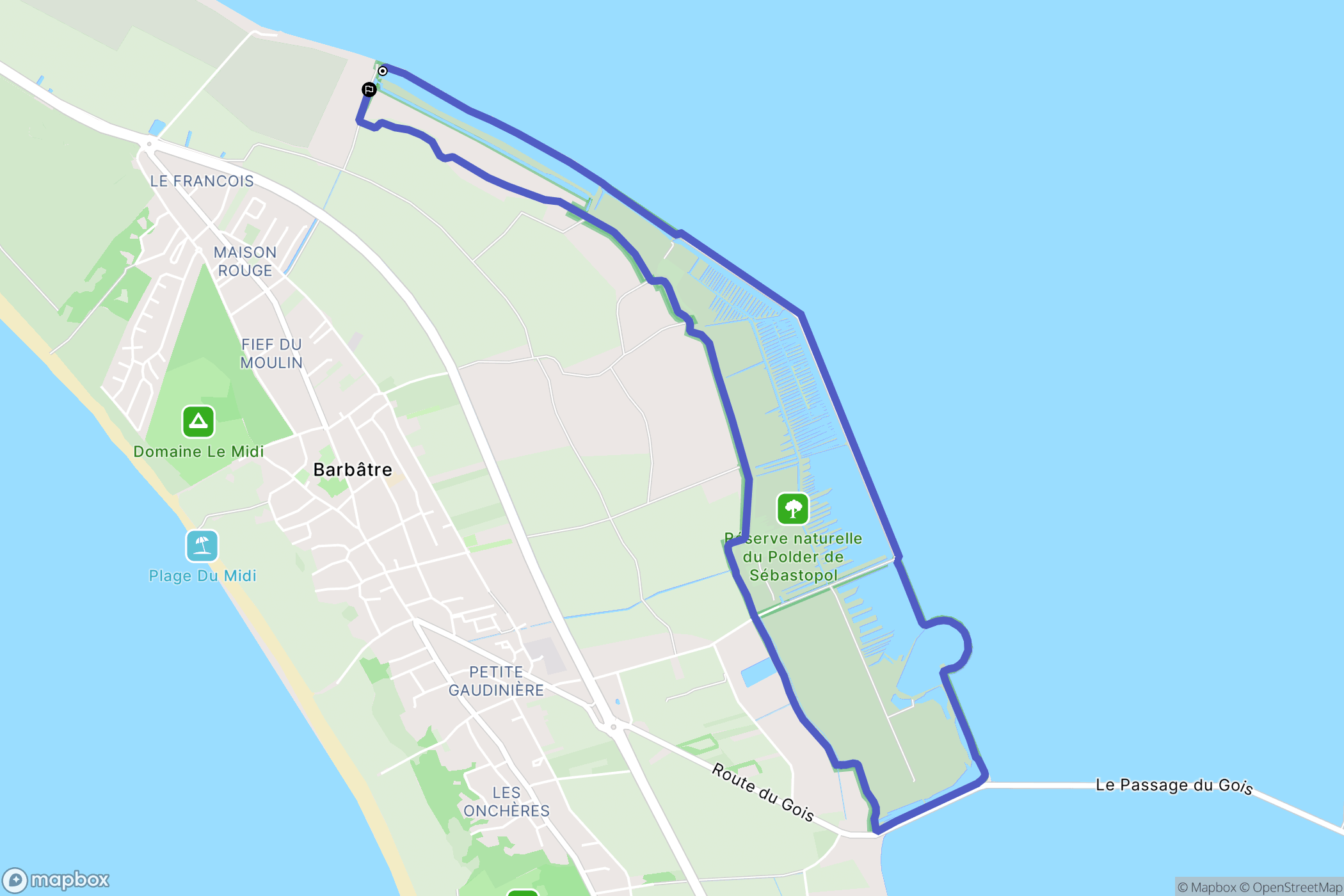 Barbâtre : carte du parcours de randonnée - France