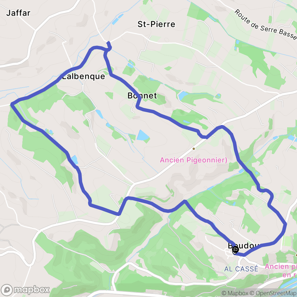 Boudou : carte du parcours de randonnée - France