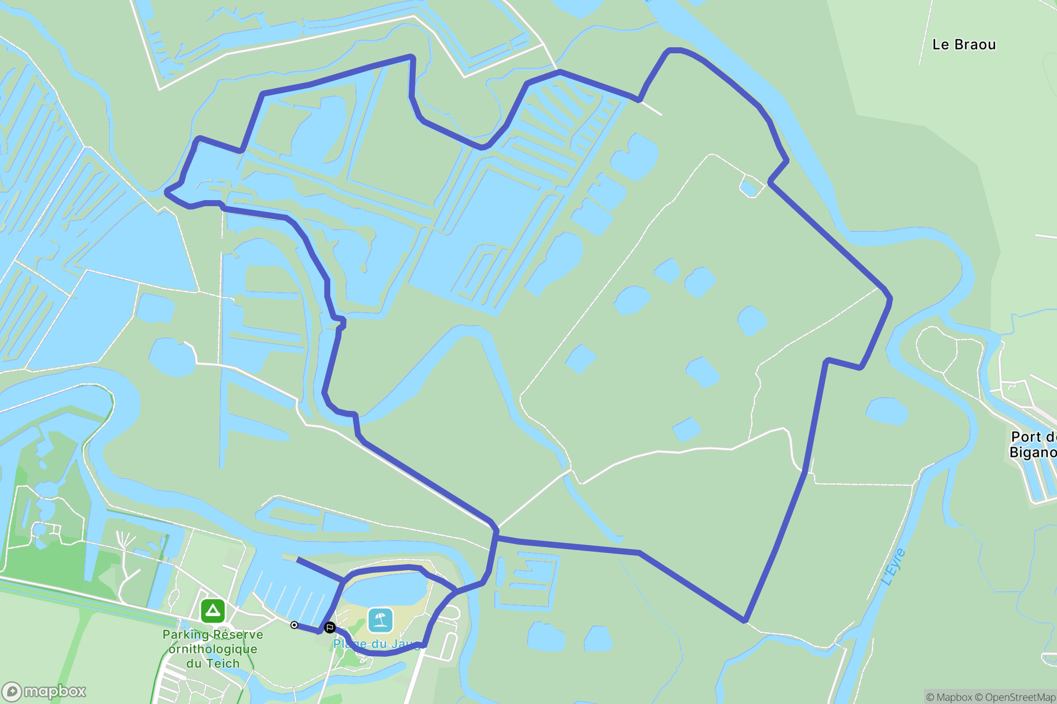 Biganos : carte du parcours de randonnée - France