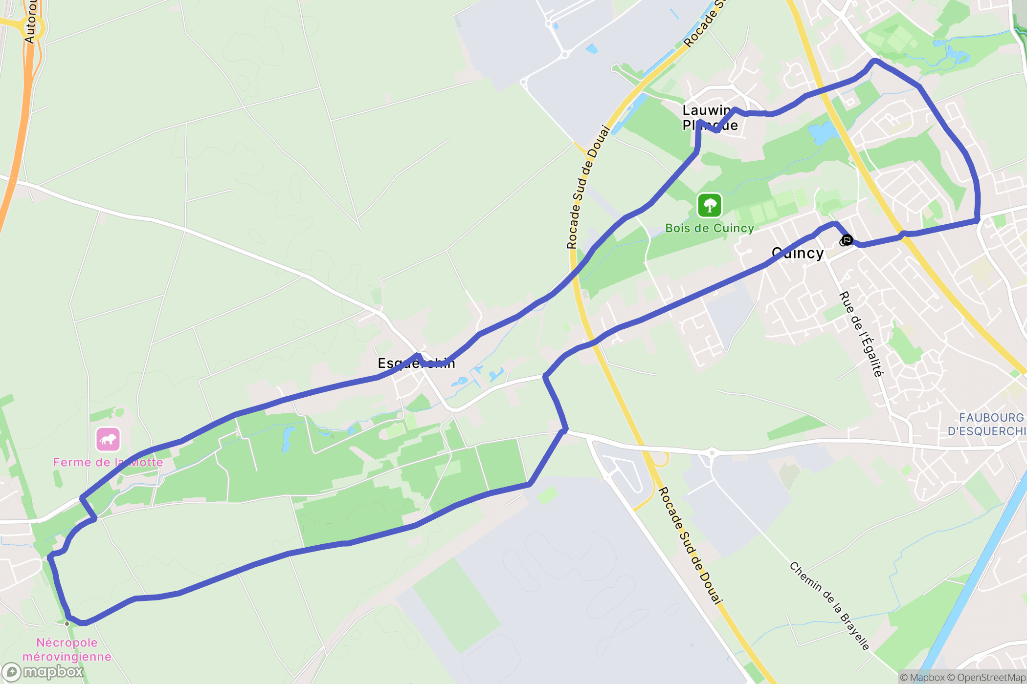 Cuincy : carte du parcours de randonnée - France