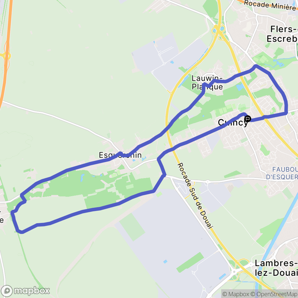 Cuincy : carte du parcours de randonnée - France