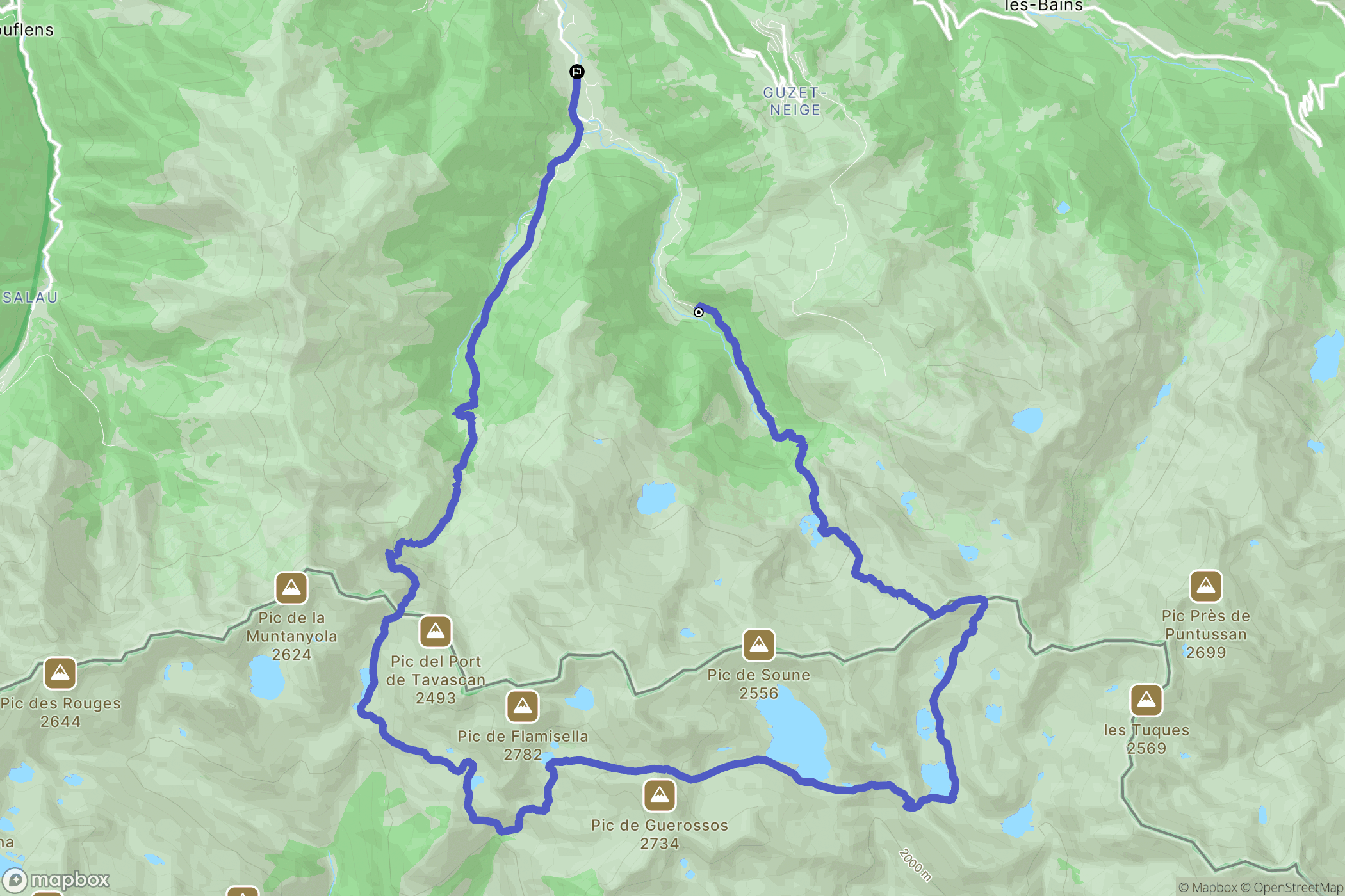 Ustou : carte du parcours de randonnée - France