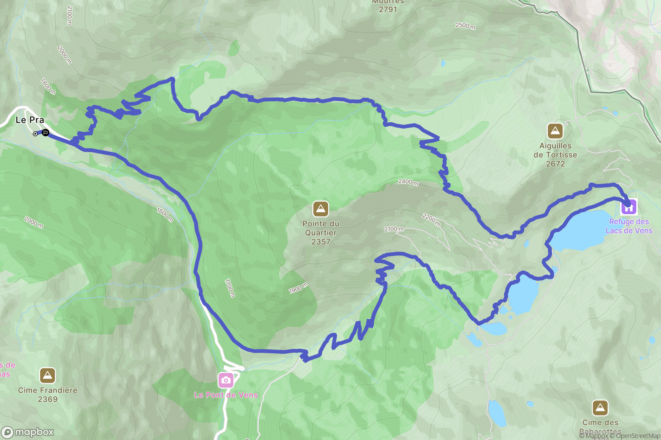 Saint-Dalmas-le-Selvage : carte du parcours de randonnée - France
