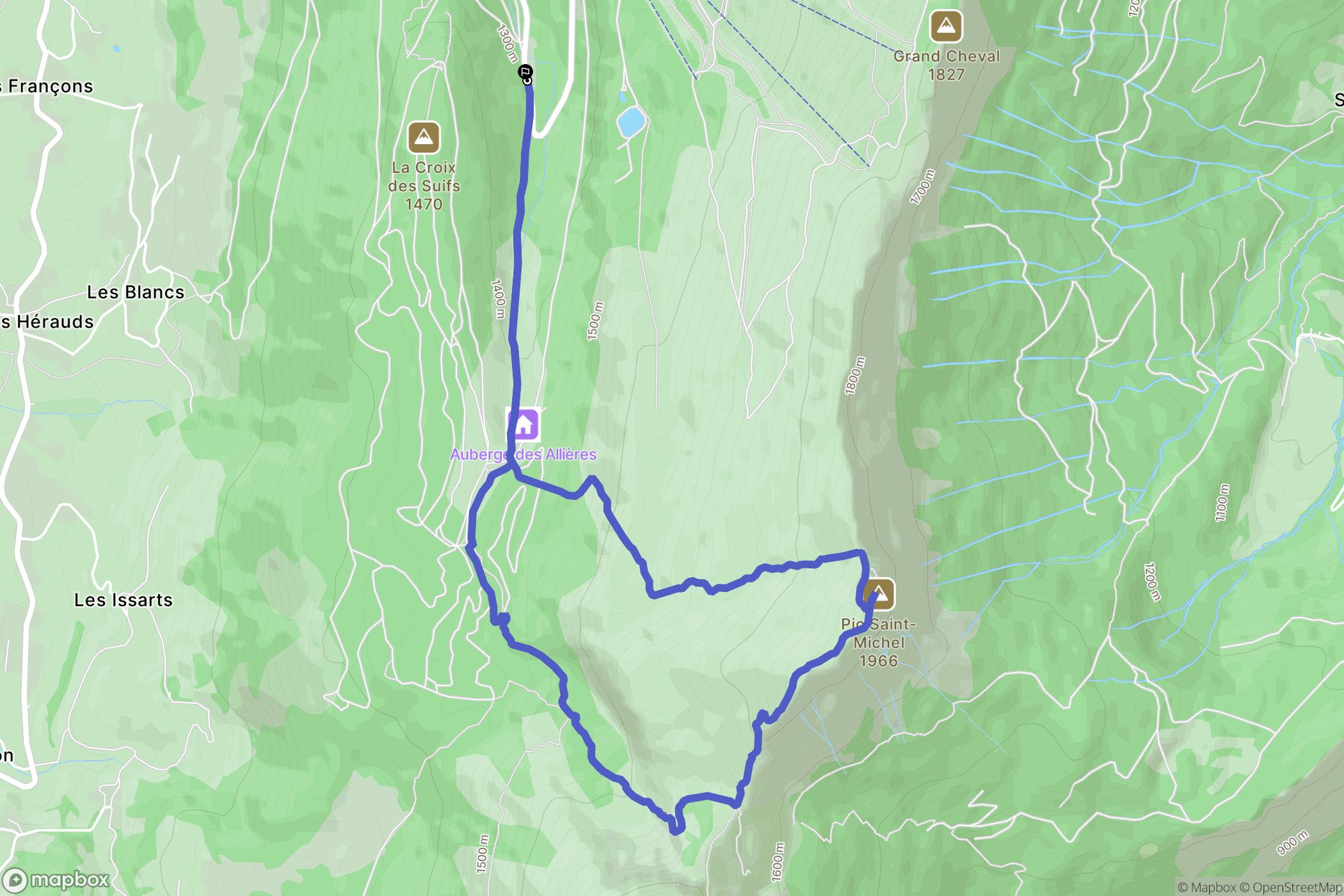 Lans en Vercors : carte du parcours de randonnée - France