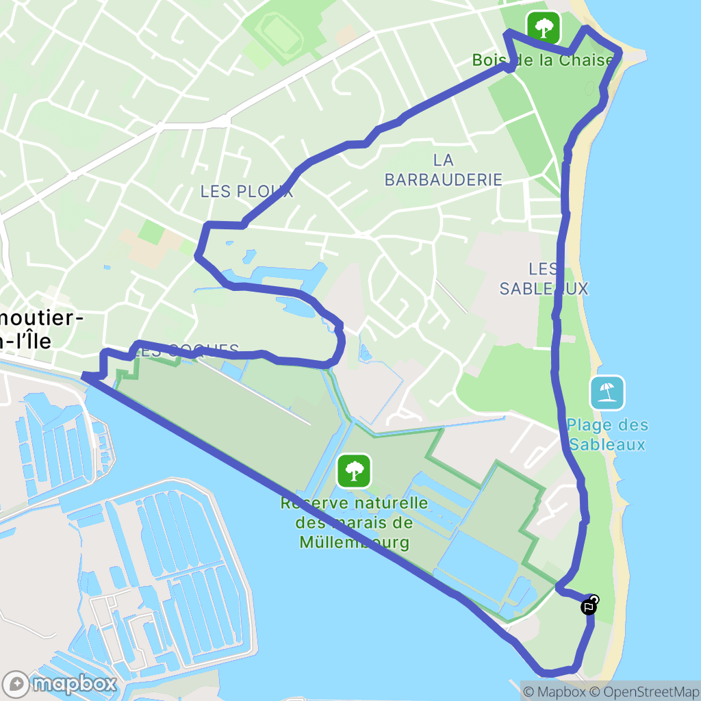 Noirmoutier-en-l'Île : carte du parcours de randonnée - France