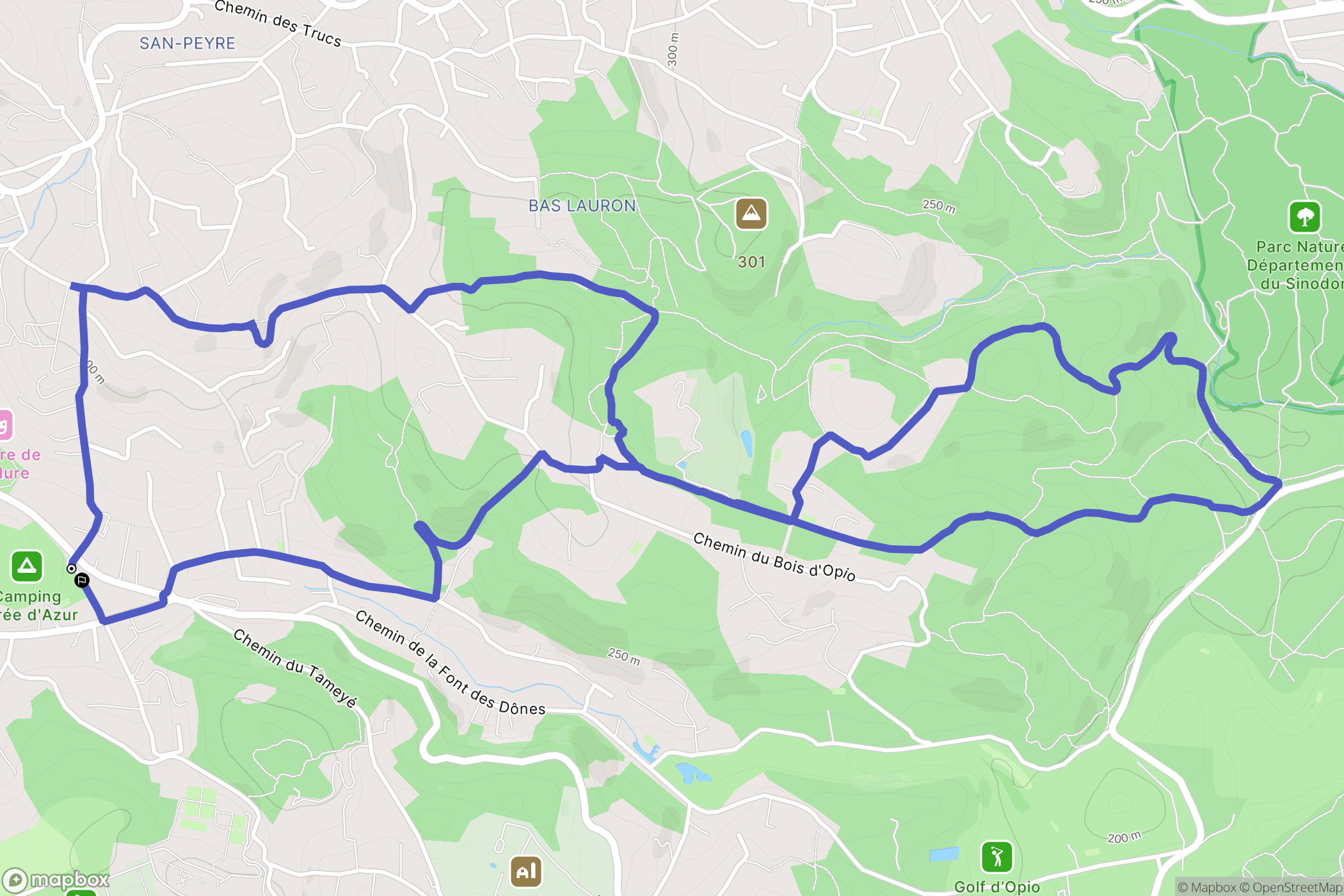 Opio : carte du parcours de randonnée - France