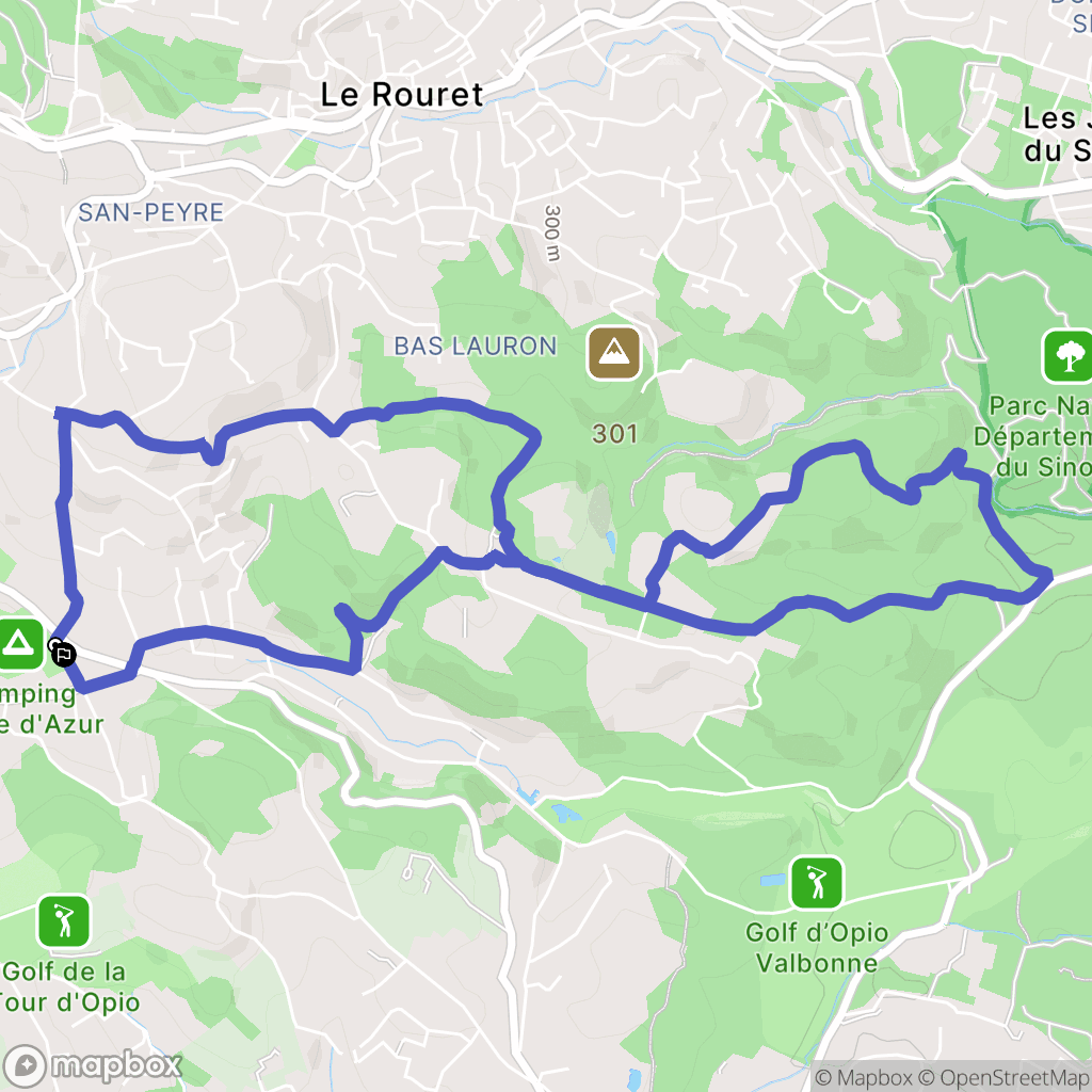 Opio : carte du parcours de randonnée - France