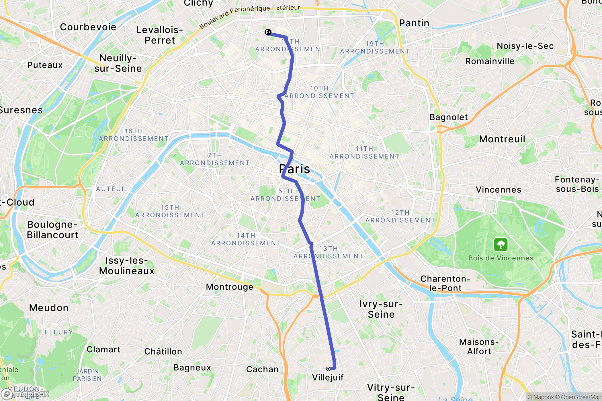Villejuif : carte du parcours de randonnée - France