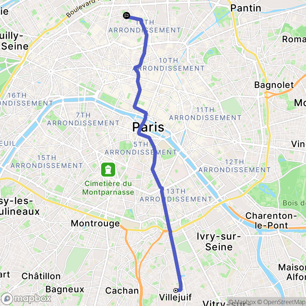 Villejuif : carte du parcours de randonnée - France