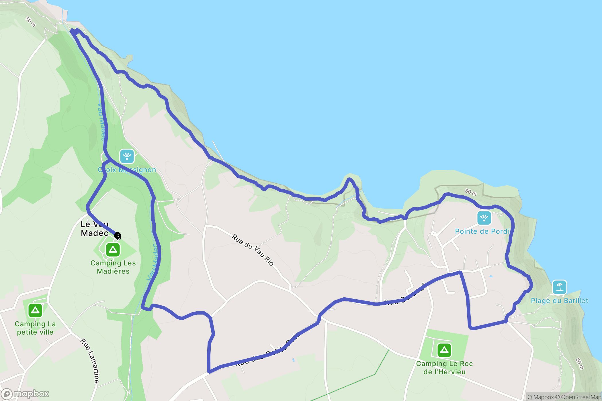 Pordic : carte du parcours de randonnée - France
