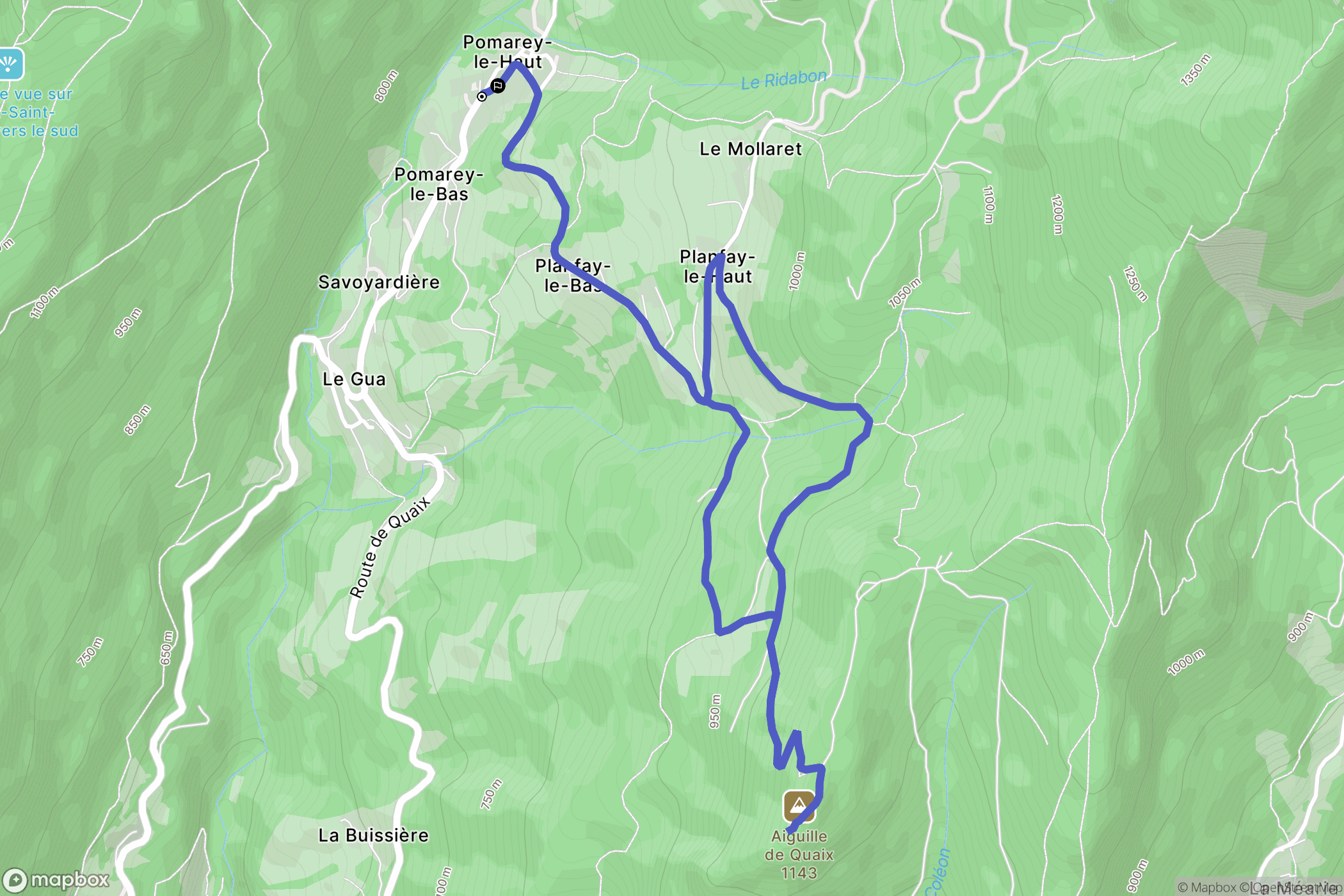 Pomarey-le-Haut, Quaix-en-Chartreuse : carte du parcours de randonnée - France