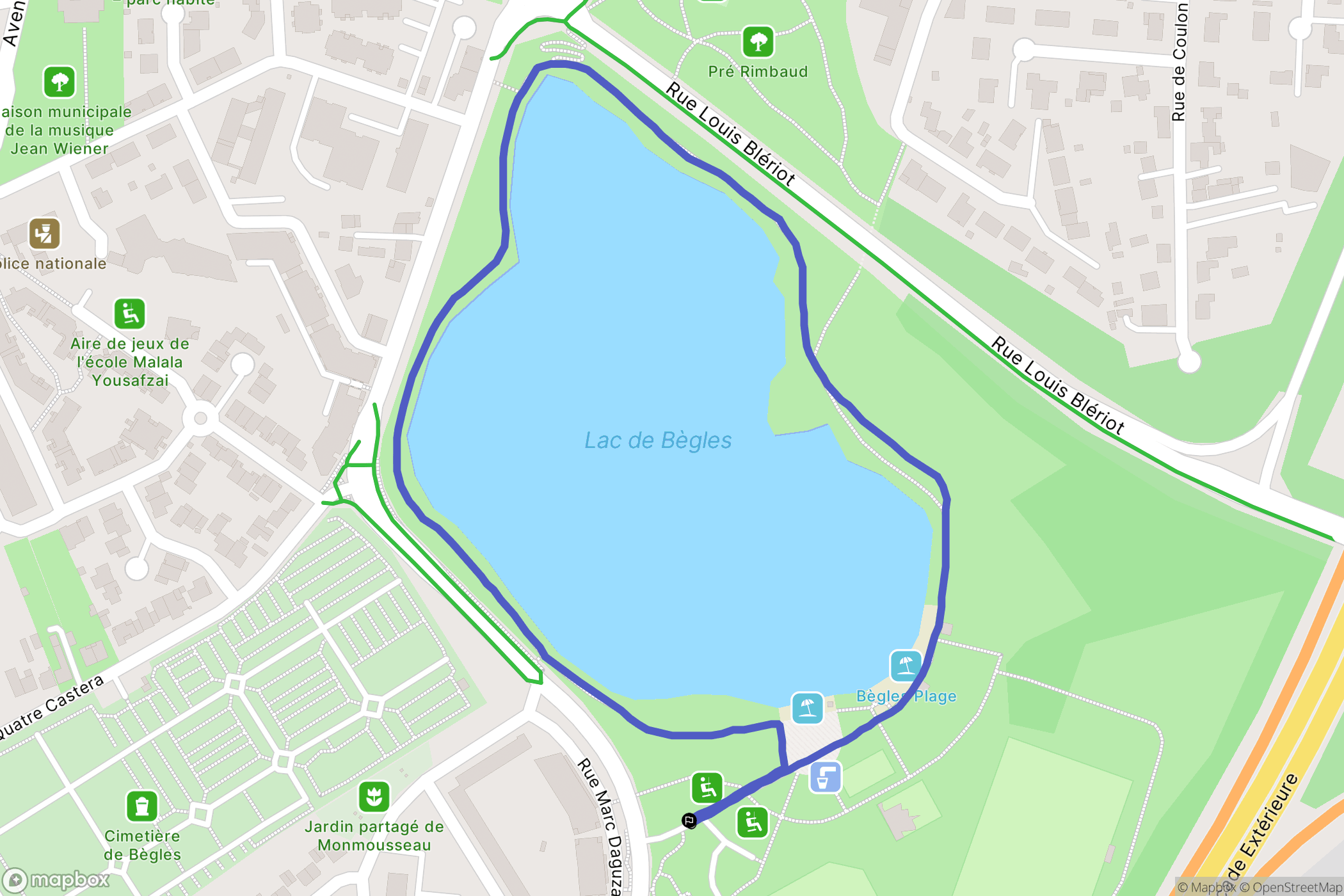 Bègles : carte du parcours de randonnée - France